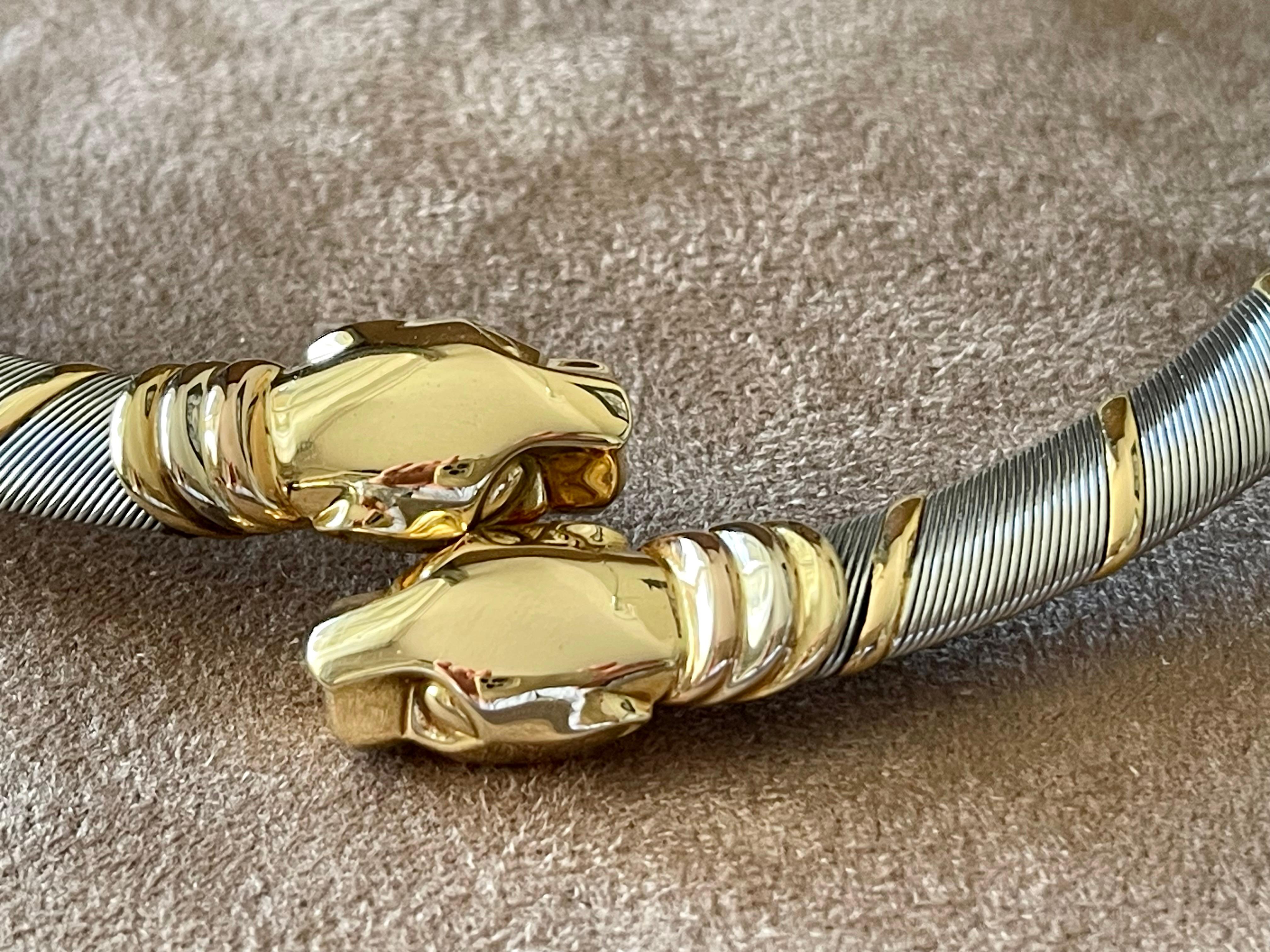Cougar Cartier Halskette Panther Halskette gelb weiß rose Gold Edelstahl (Zeitgenössisch) im Angebot