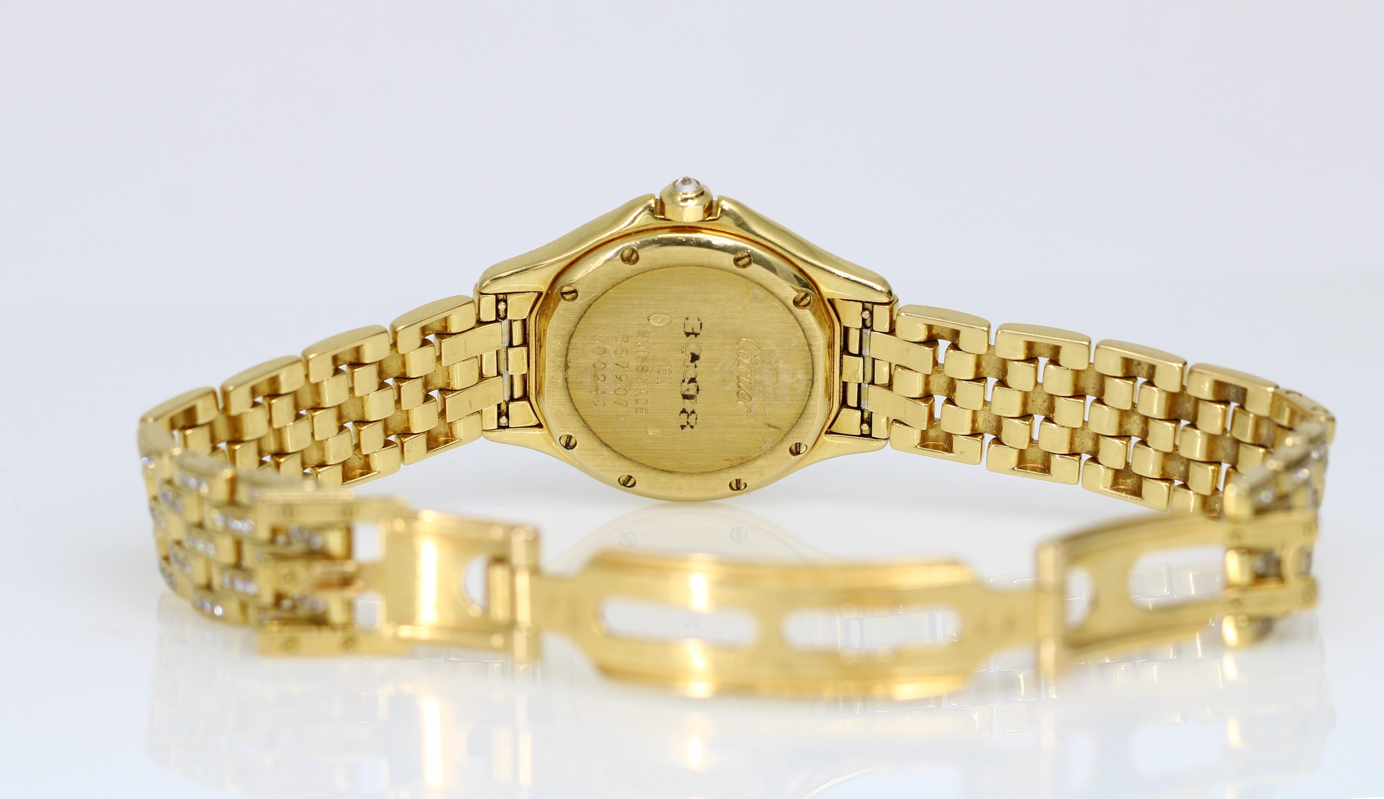 Cougar de Cartier Watch with Factory Diamond Bezel and Diamond Bracelet In Excellent Condition In Great Neck, NY