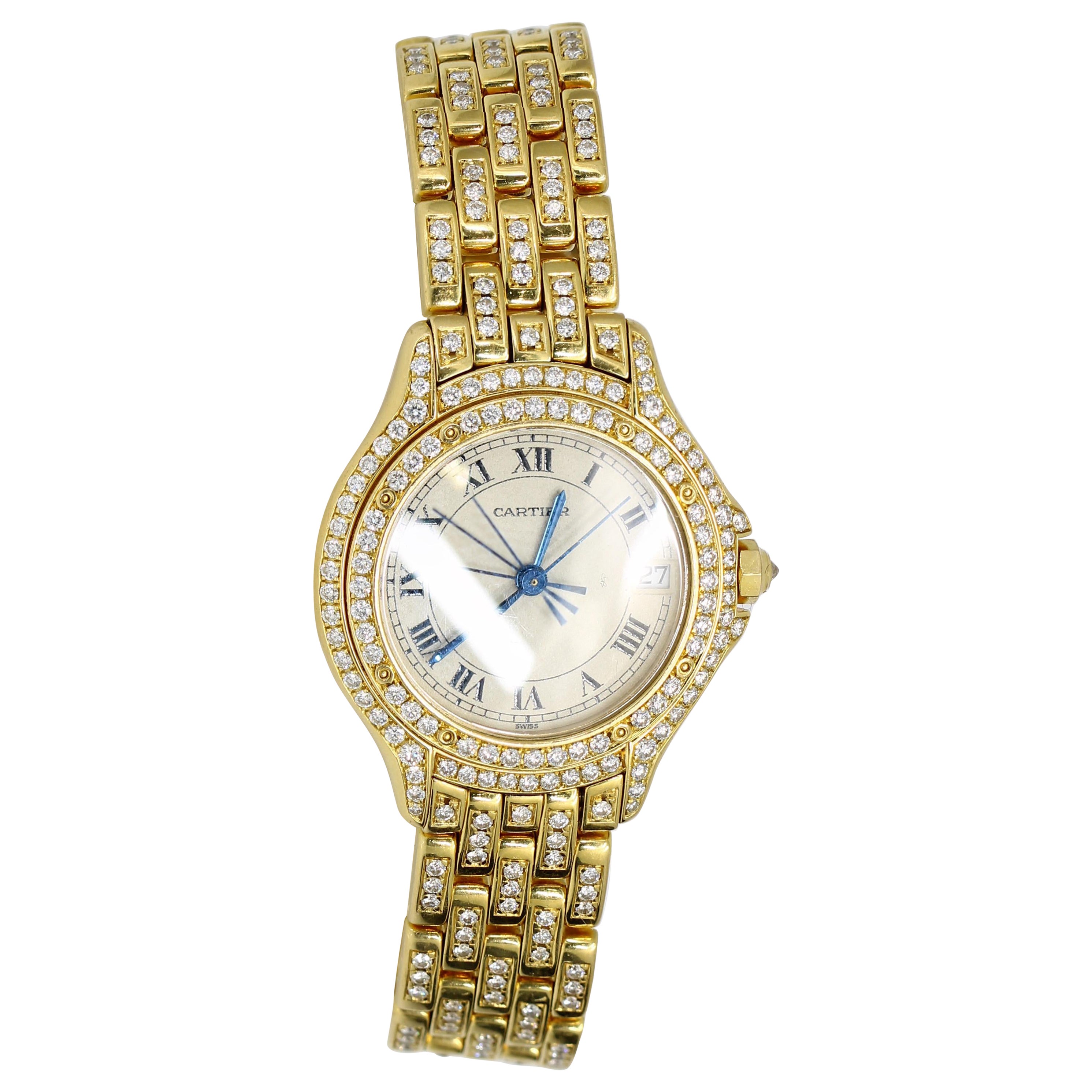 Cougar de Cartier Watch with Factory Diamond Bezel and Diamond Bracelet