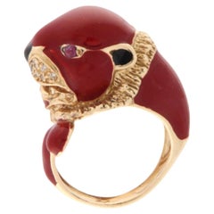 Cougar Diamonds Rubies 14 Karat Yellow Gold Cocktail Ring
