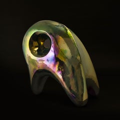 Cougar in Gold, Green of the Neo Habitat Sculptural Object By Caspi Ceramics NL