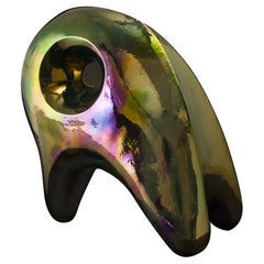 Cougar in Gold, Green of the Neo Habitat Sculptural Object By Caspi Ceramics NL