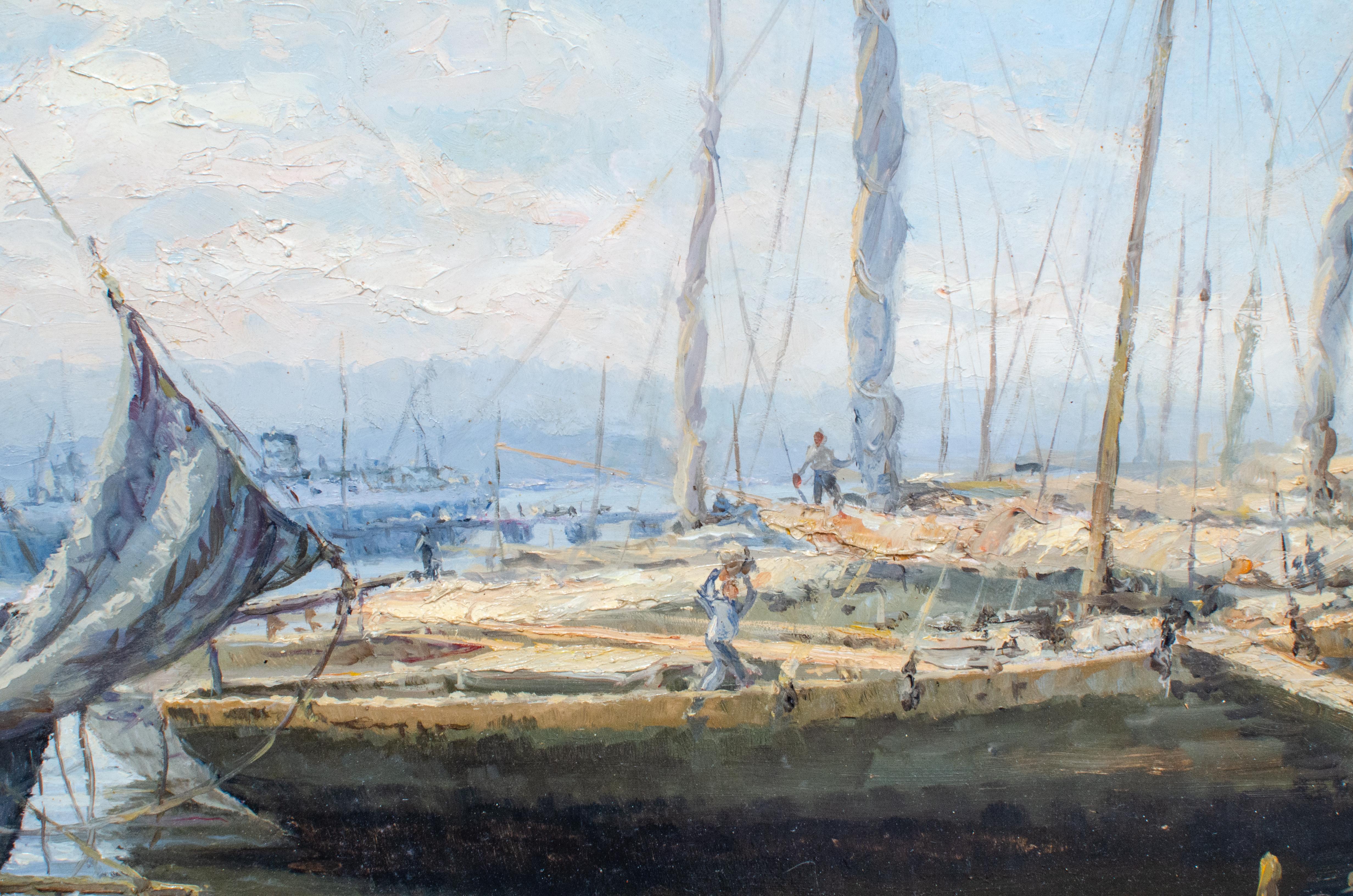 1970 Port-au-Prince Dockside Painting signed Coule Vidal 2