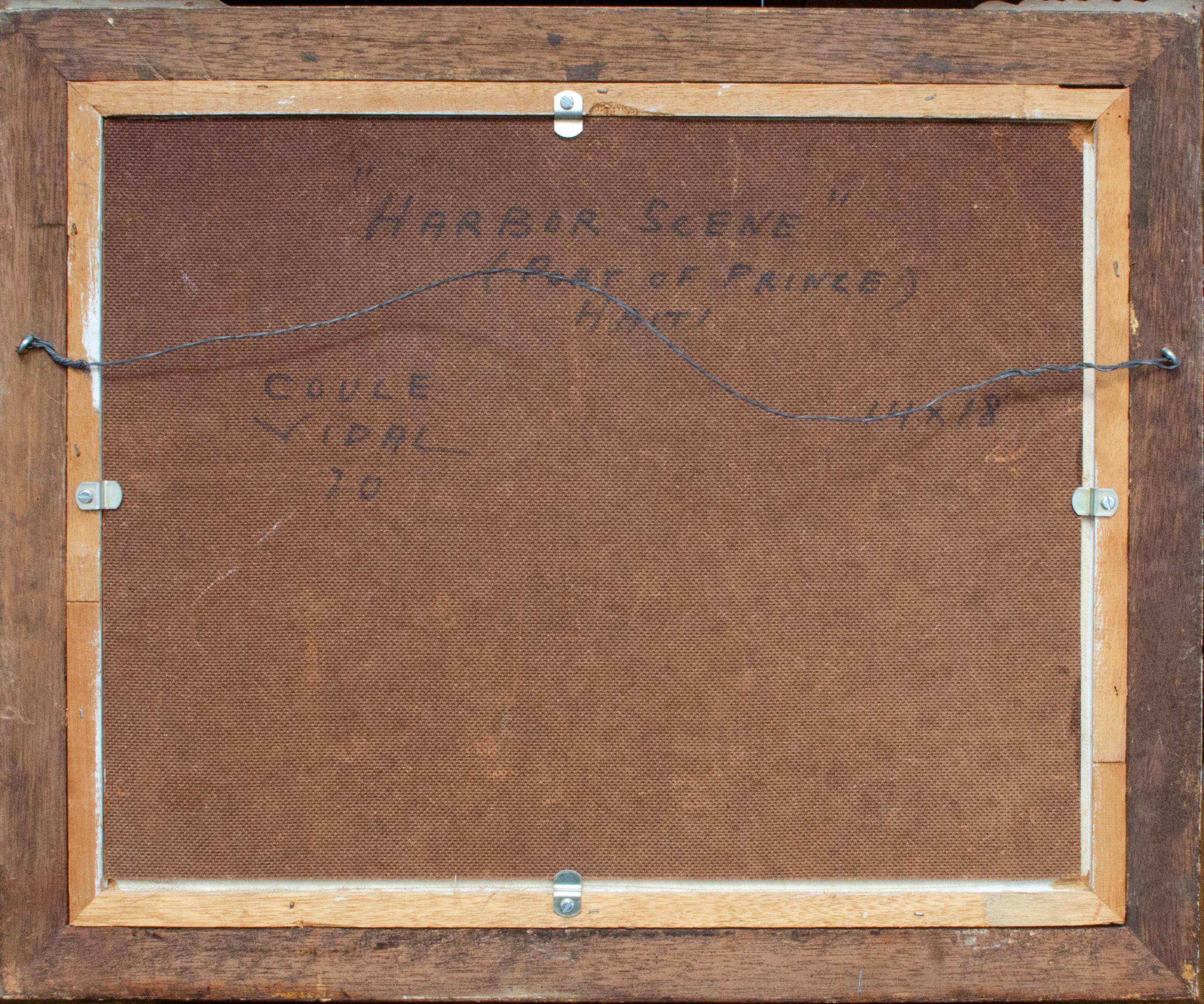 1970 Port-au-Prince Dockside Painting signed Coule Vidal 4