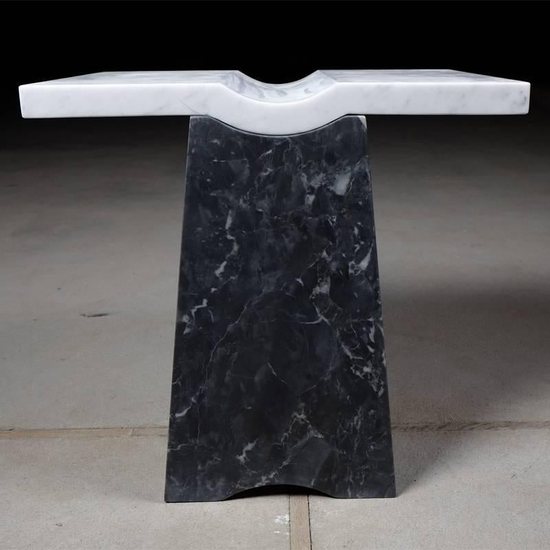 Other Contemporary Coulee Marble Side Table, Handmade in Italy For Sale