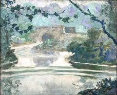 Impressionistisches Ölgemälde „Fog and Brook“ aus der Mitte des Jahrhunderts von Central Park