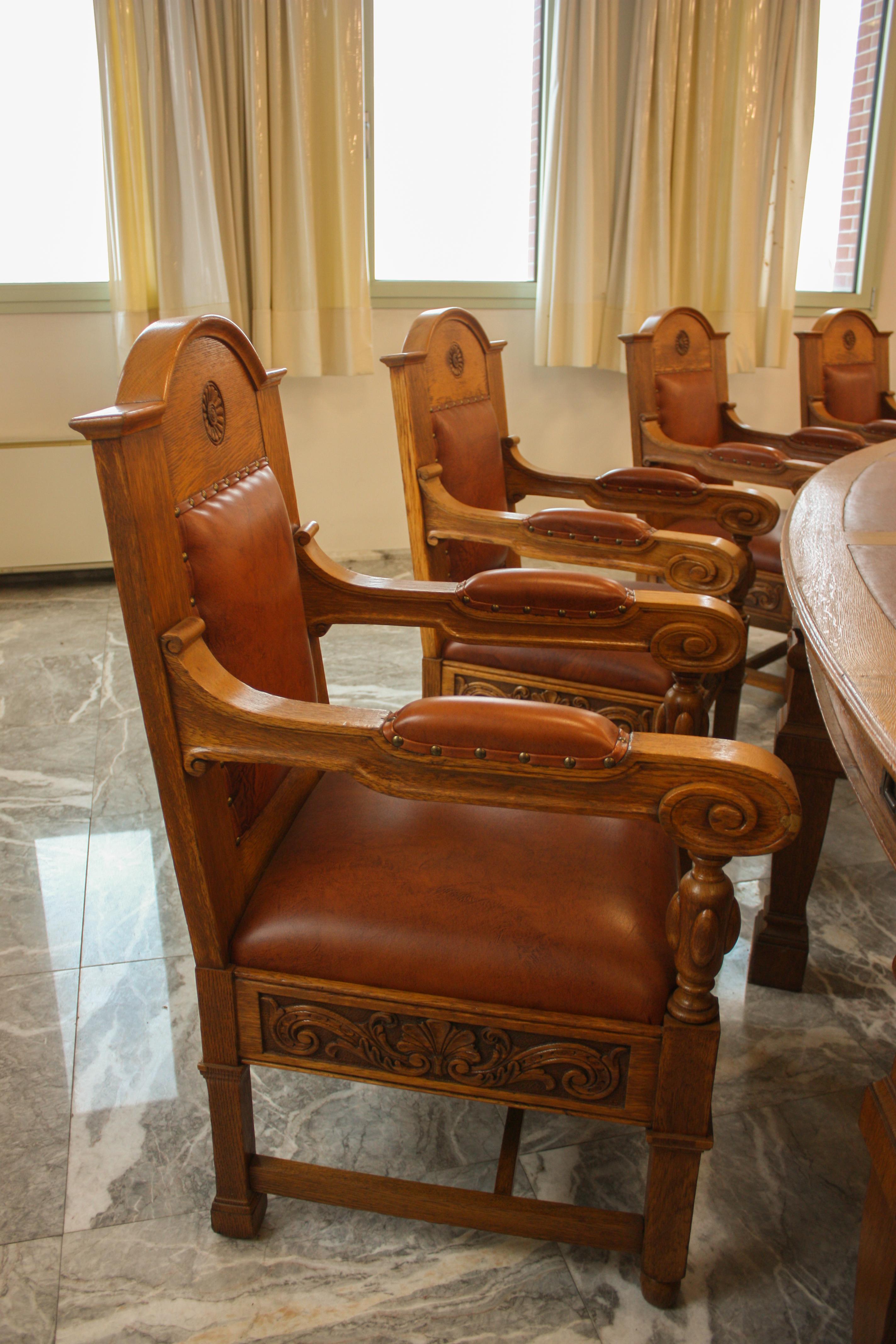 Council Chamber Desks Chairs and Armchairs, Italy, 1920 2