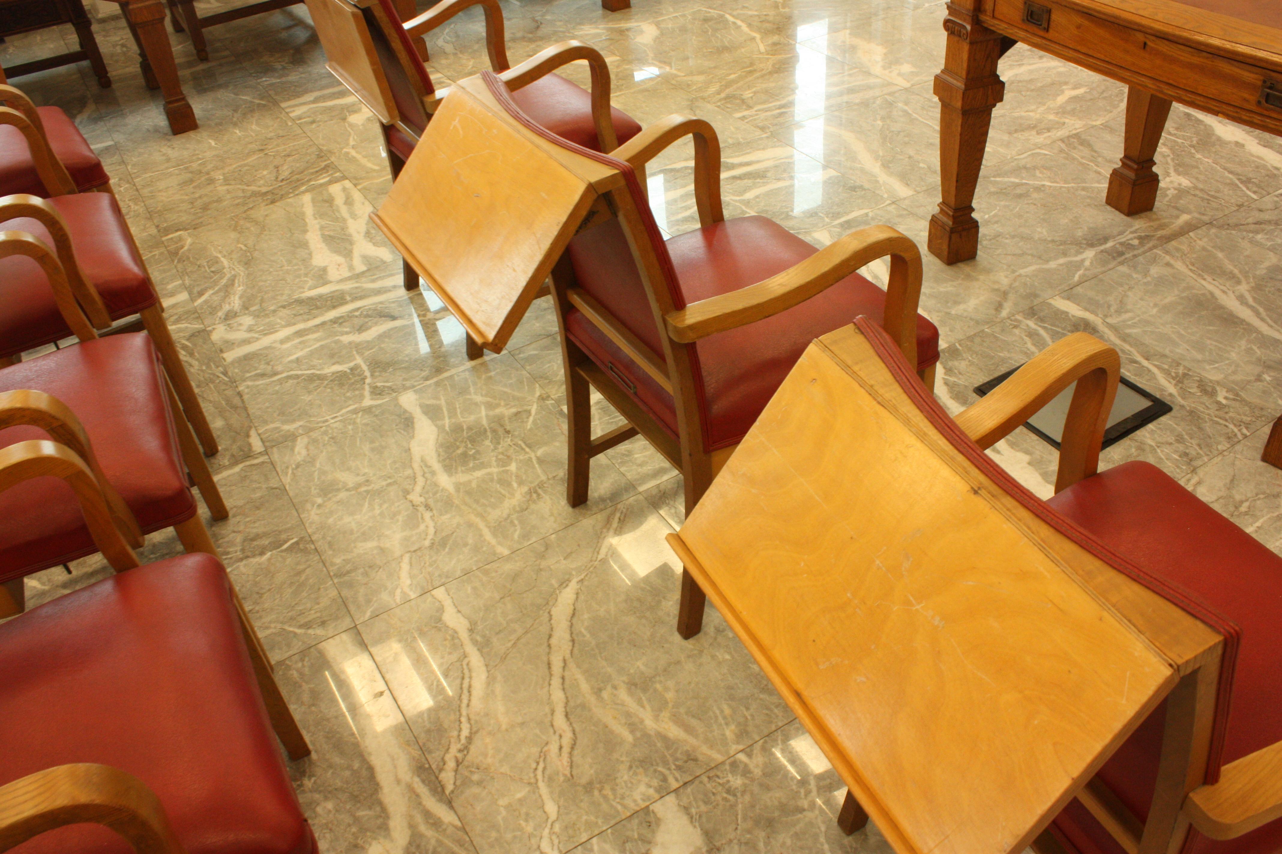 Leather Council Chamber Desks Chairs and Armchairs, Italy, 1920