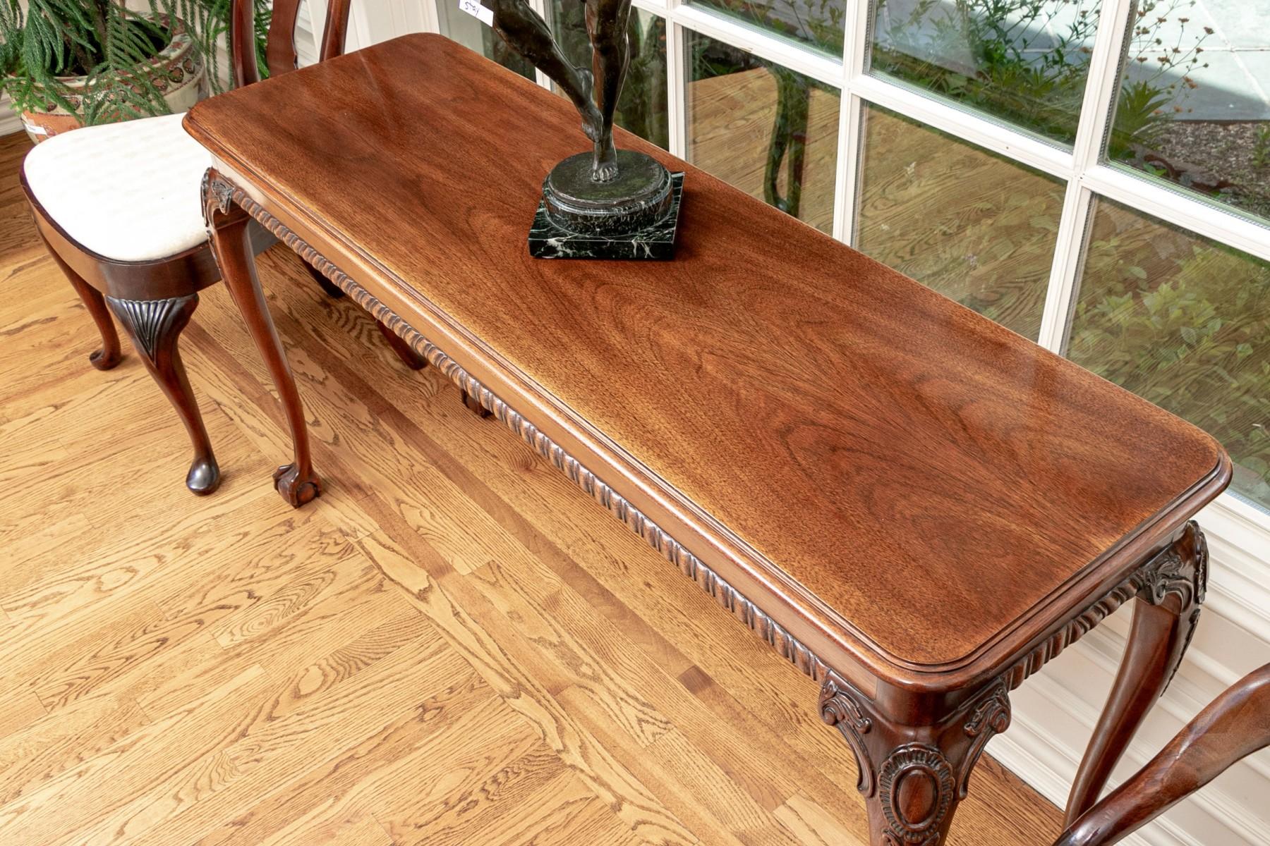 20th Century Council Craftman George III Mahogany Console Sofa Table with Ball and Claw Feet For Sale