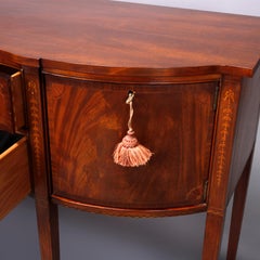 Conseil Craftsman Style fédéral incrusté Serpentine Flame Sideboard en acajou