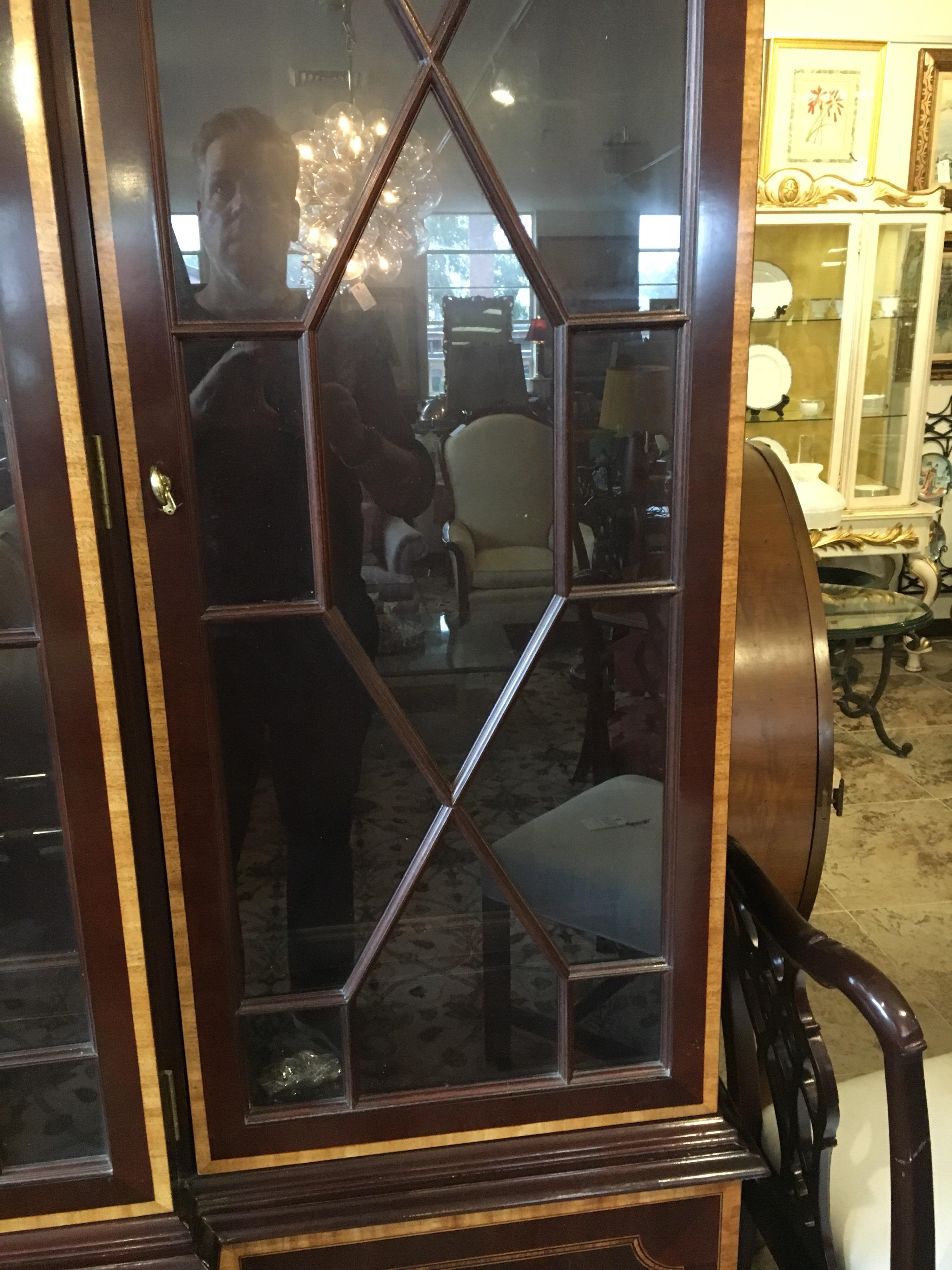 Councill Craftsman Immense Mahogany Inlaid China Breakfront Cabinet Sideboard 1