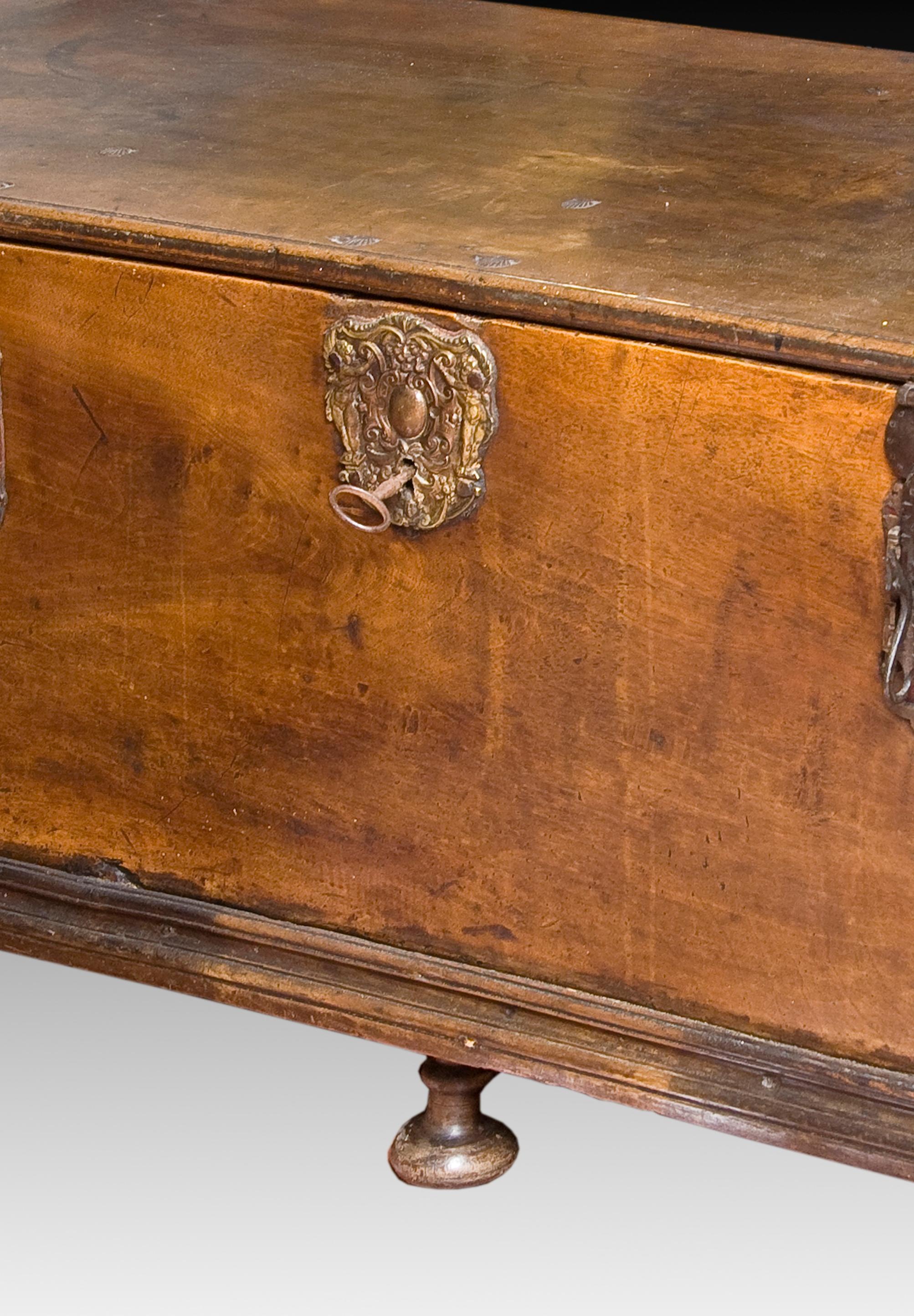 Spanish Council or City Hall Chest Walnut, Wrought Iron, Spain, 17th Century with Restor