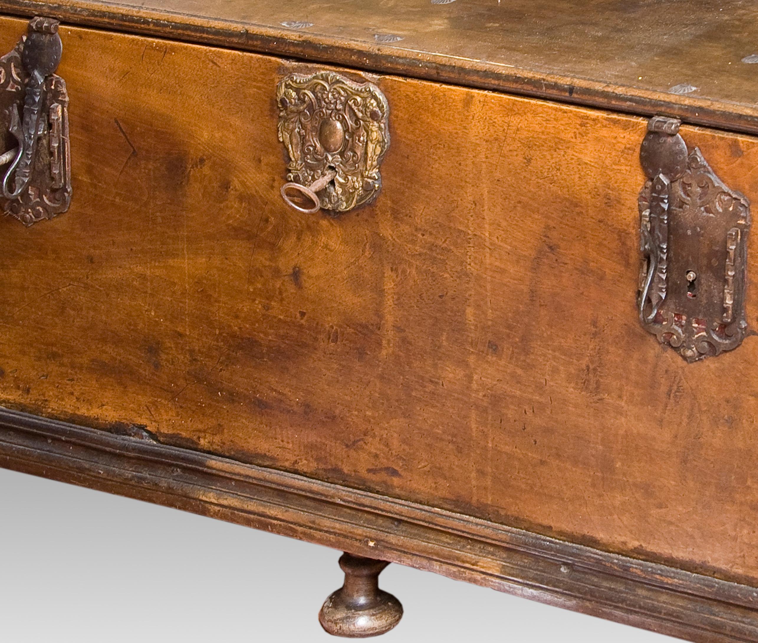 Council or City Hall Chest Walnut, Wrought Iron, Spain, 17th Century with Restor In Fair Condition In Madrid, ES