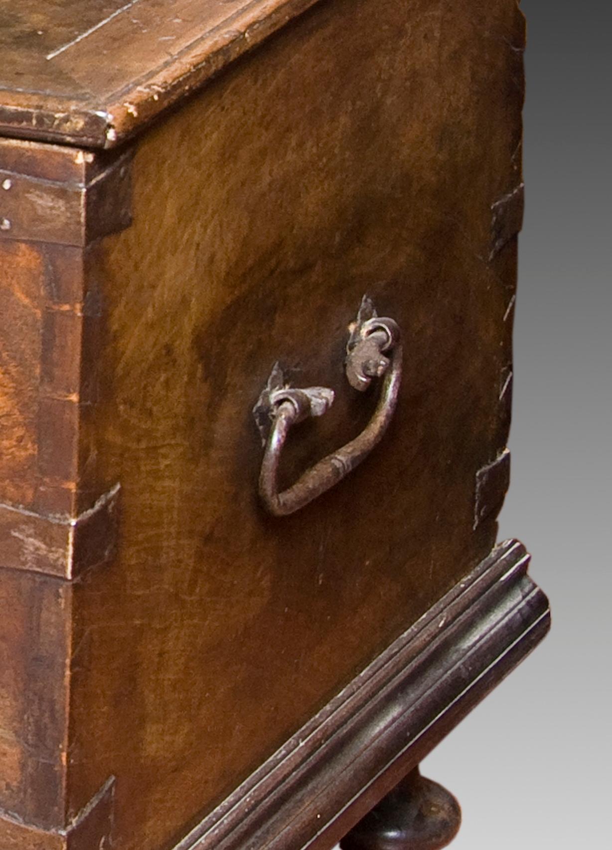 18th Century and Earlier Council or City Hall Chest Walnut, Wrought Iron, Spain, 17th Century with Restor