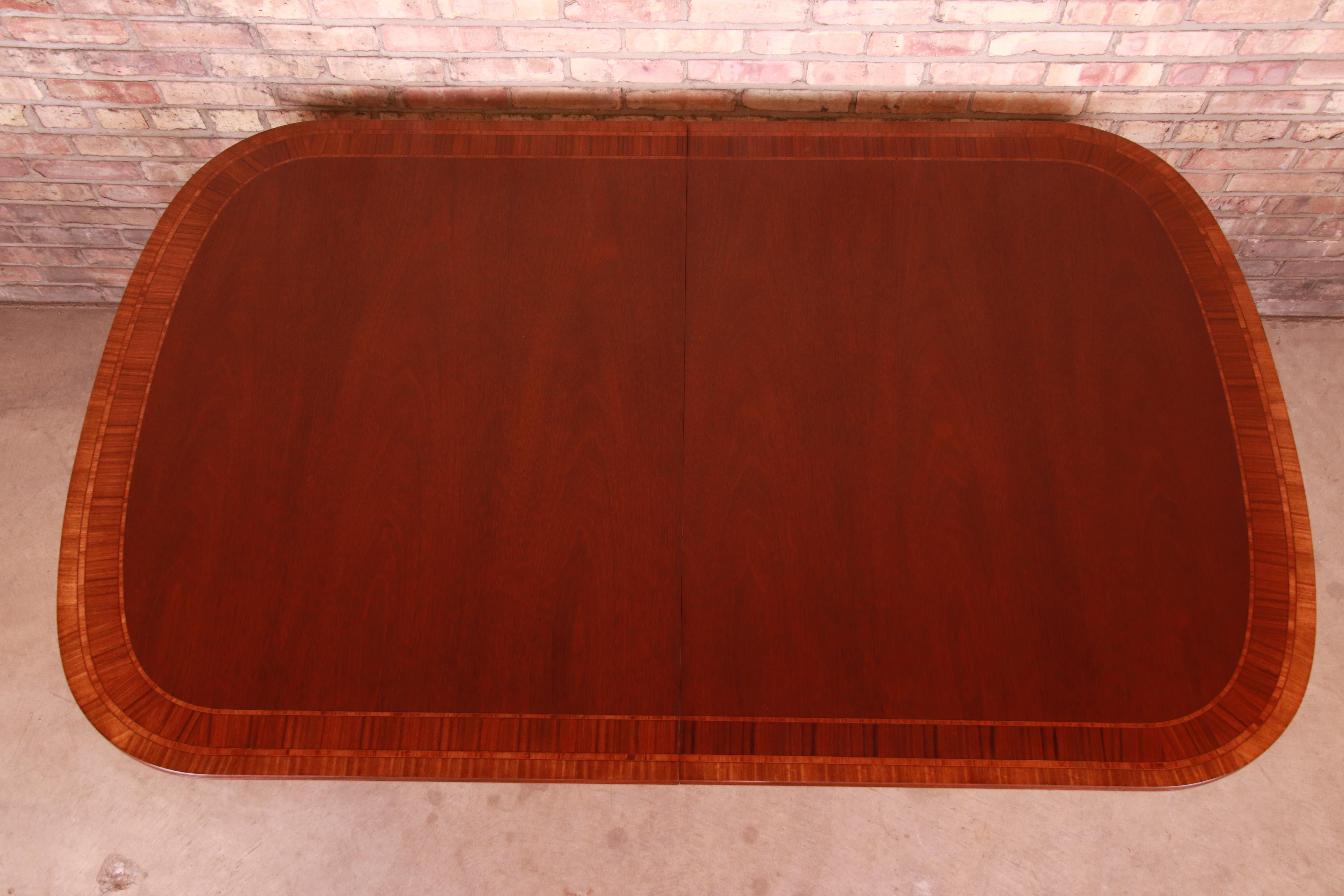 Councill Banded Mahogany Chippendale Double Pedestal Dining Table, Restored 7