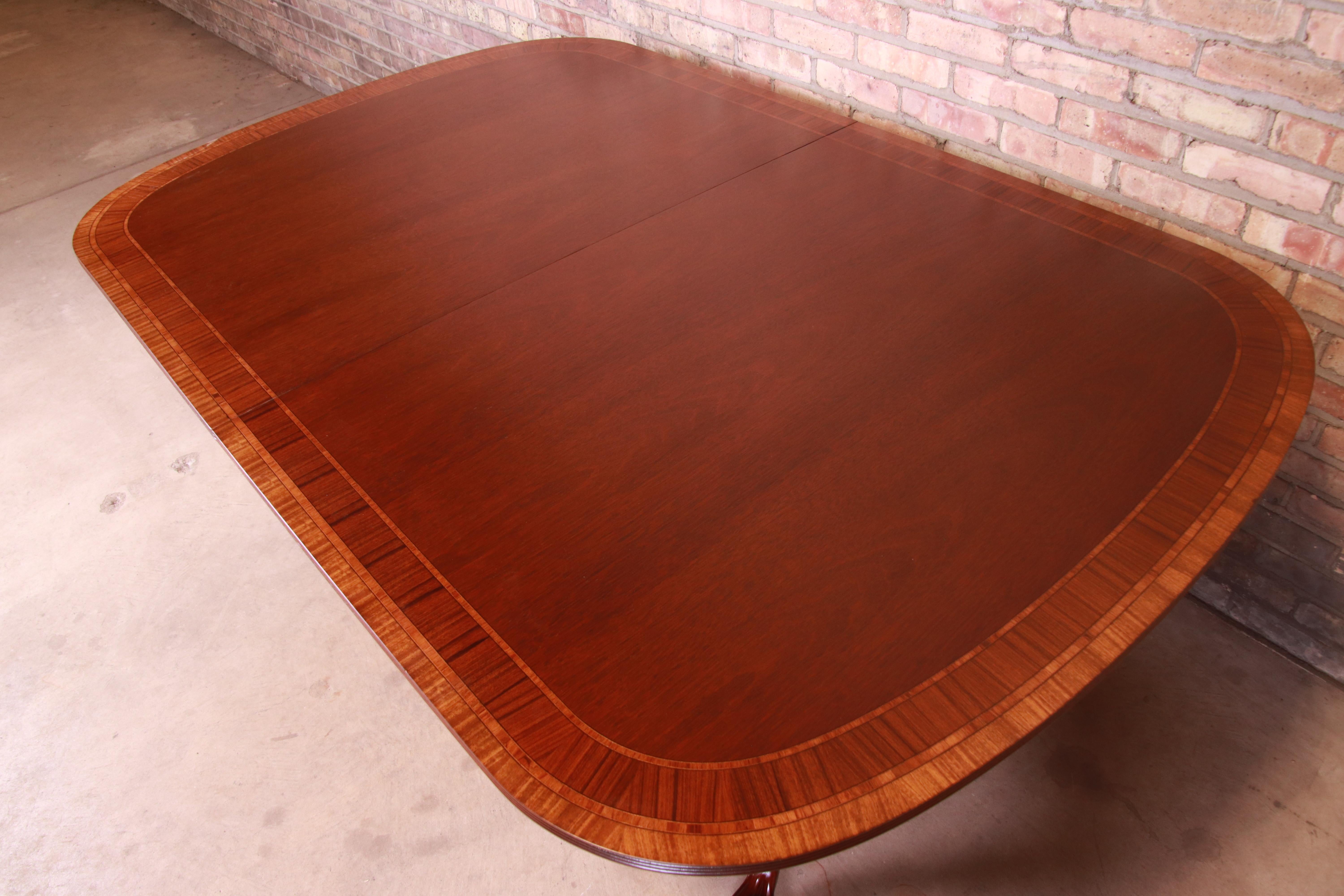 Councill Banded Mahogany Chippendale Double Pedestal Dining Table, Restored 9