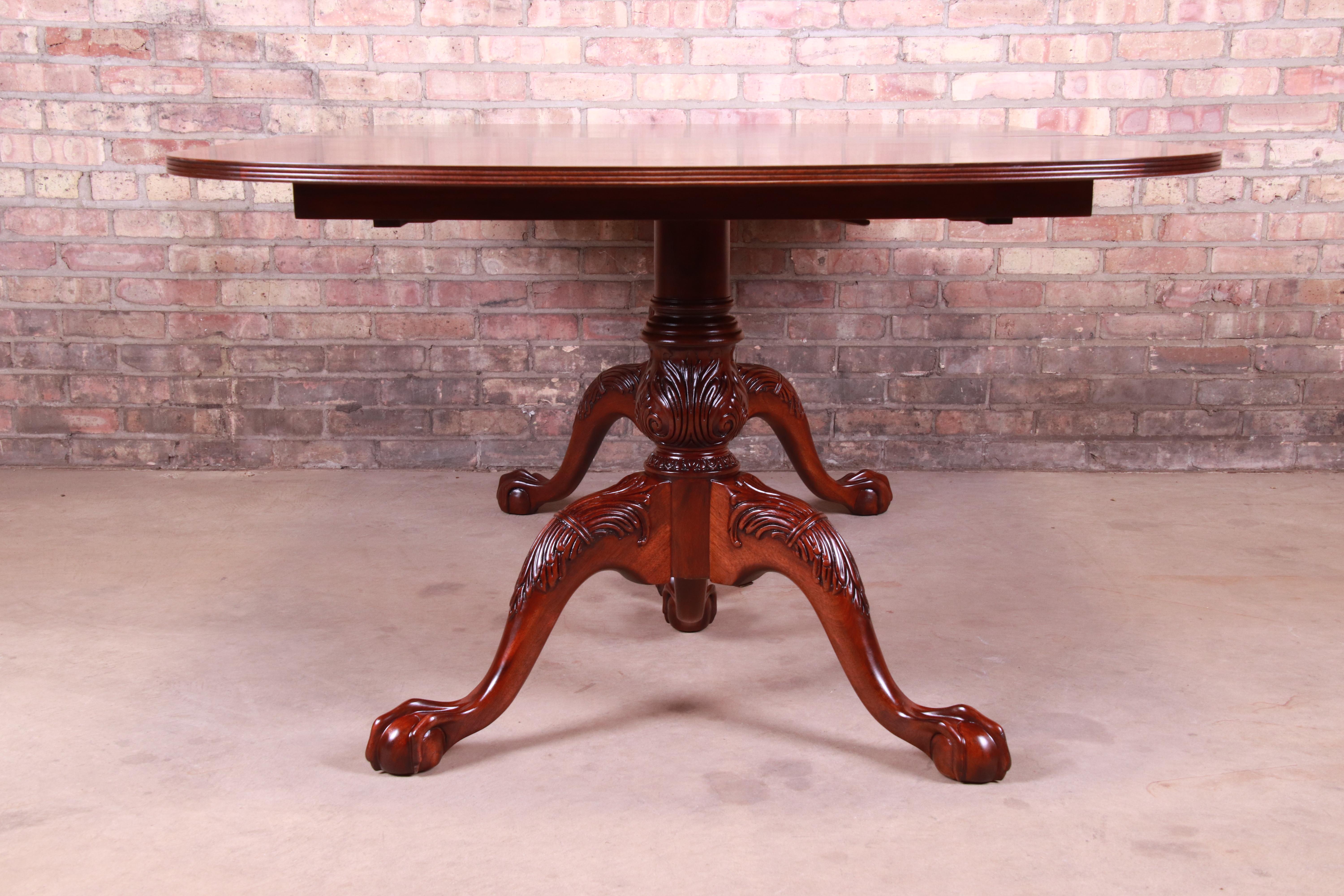 Councill Banded Mahogany Chippendale Double Pedestal Dining Table, Restored 12