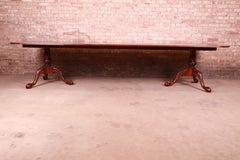 Councill Banded Mahogany Chippendale Double Pedestal Dining Table, Restored