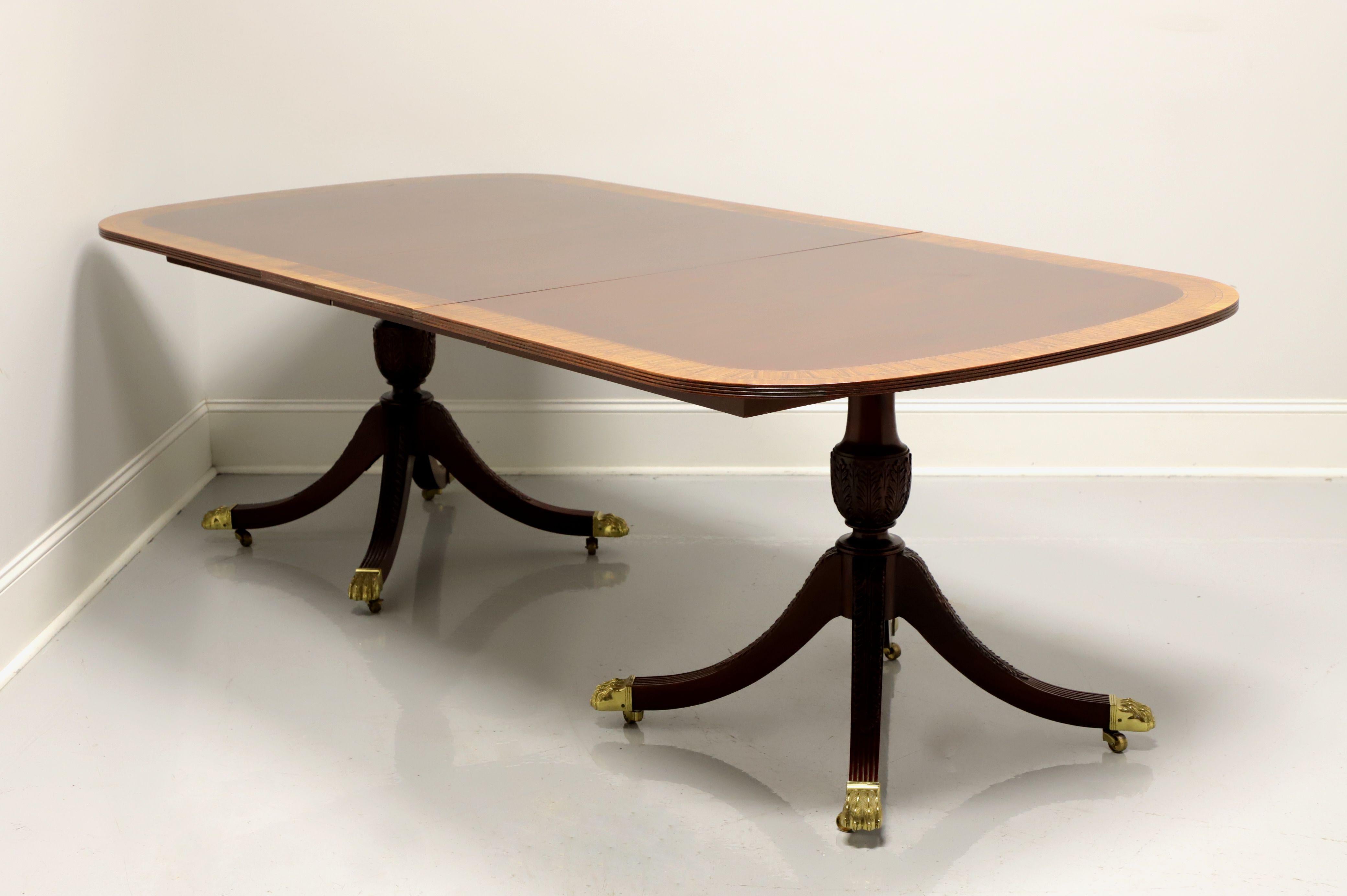 American COUNCILL Banded Mahogany Double Pedestal Dining Table