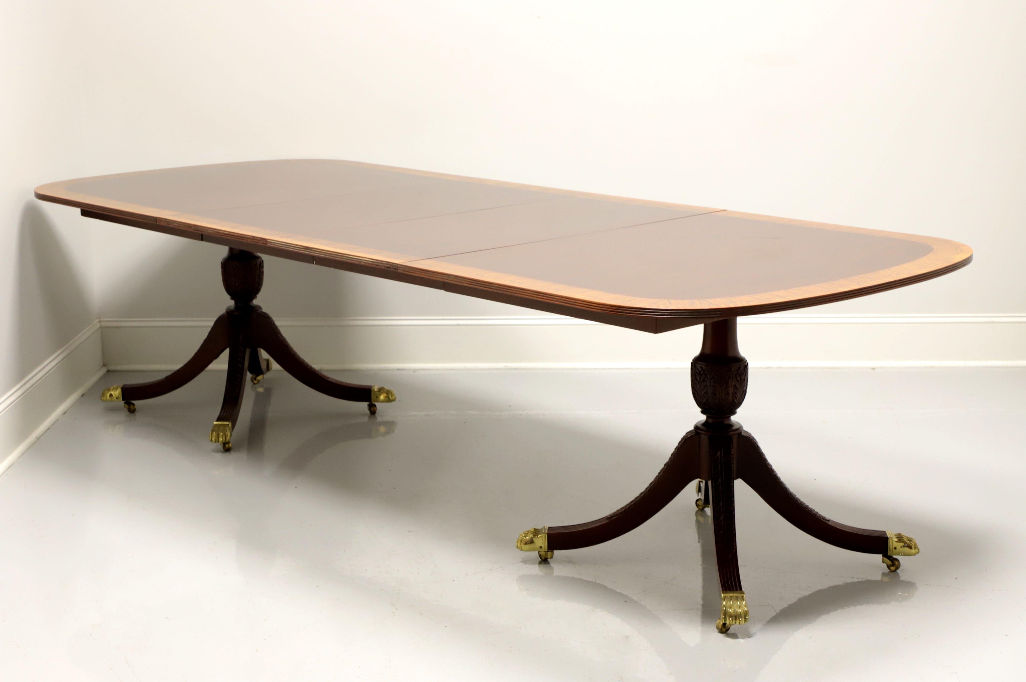 Brass COUNCILL Banded Mahogany Double Pedestal Dining Table