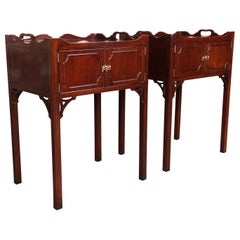 Used Councill Chippendale Carved Mahogany Nightstands, Pair