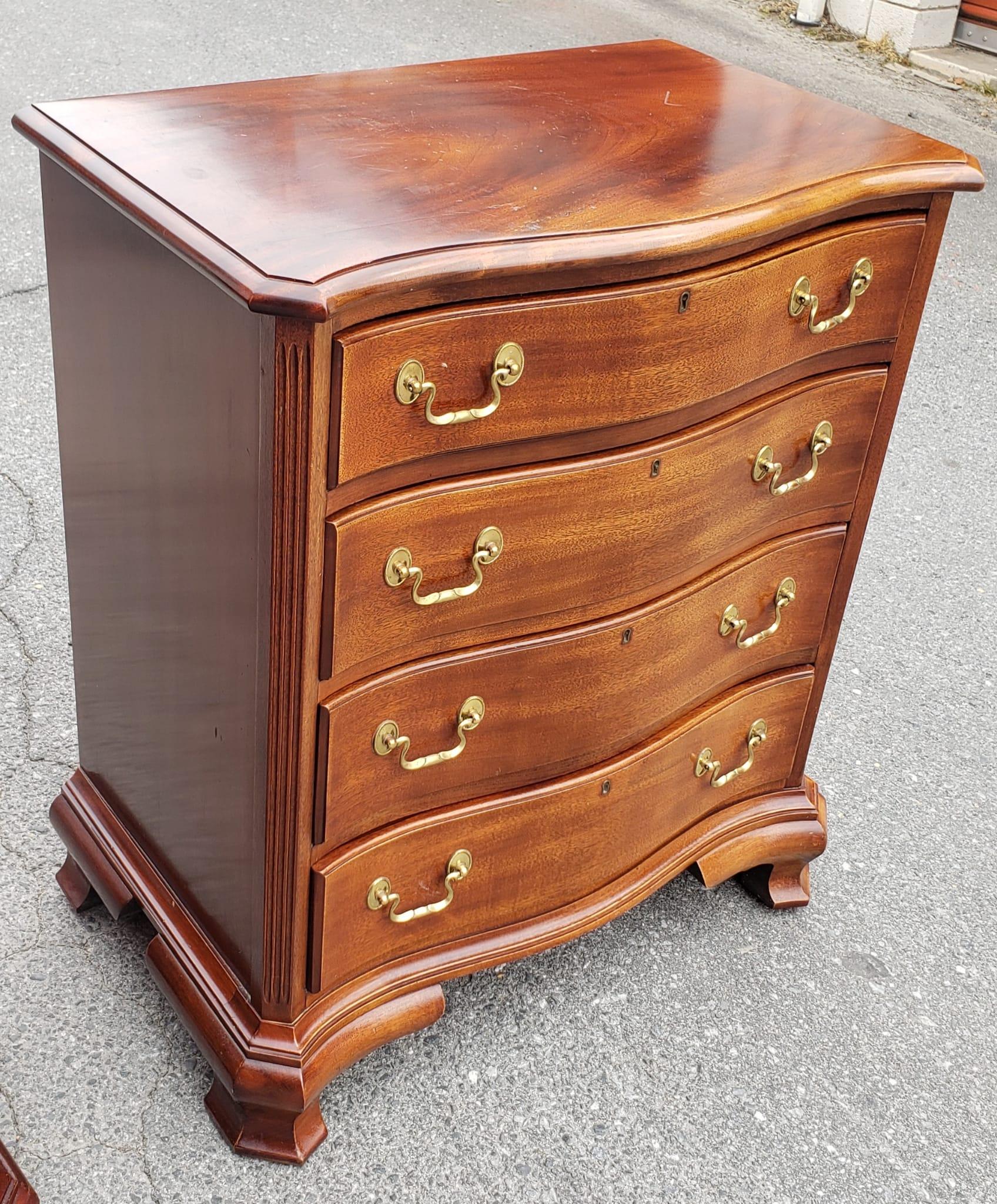 Stained Councill Craftmen Chippendale Mahogany Bedside Chest of Drawer For Sale
