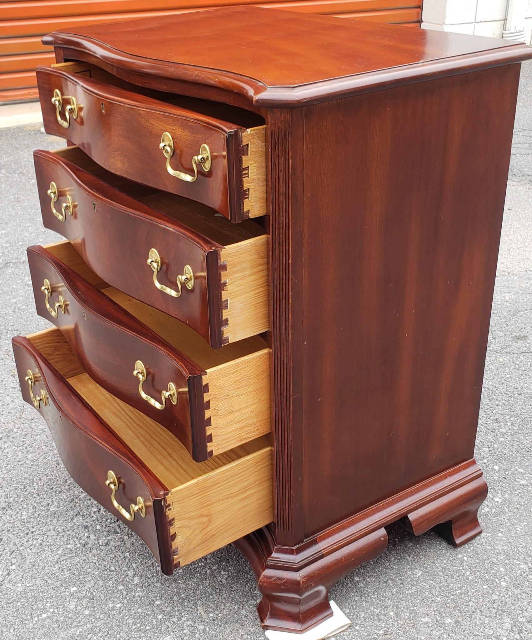 20th Century Councill Craftmen Chippendale Mahogany Bedside Chest of Drawer