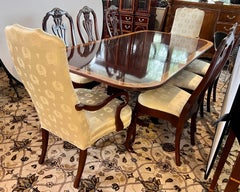 Councill Craftsman Flame Mahogany Banded Inlay Expandable Dining Table & Chairs