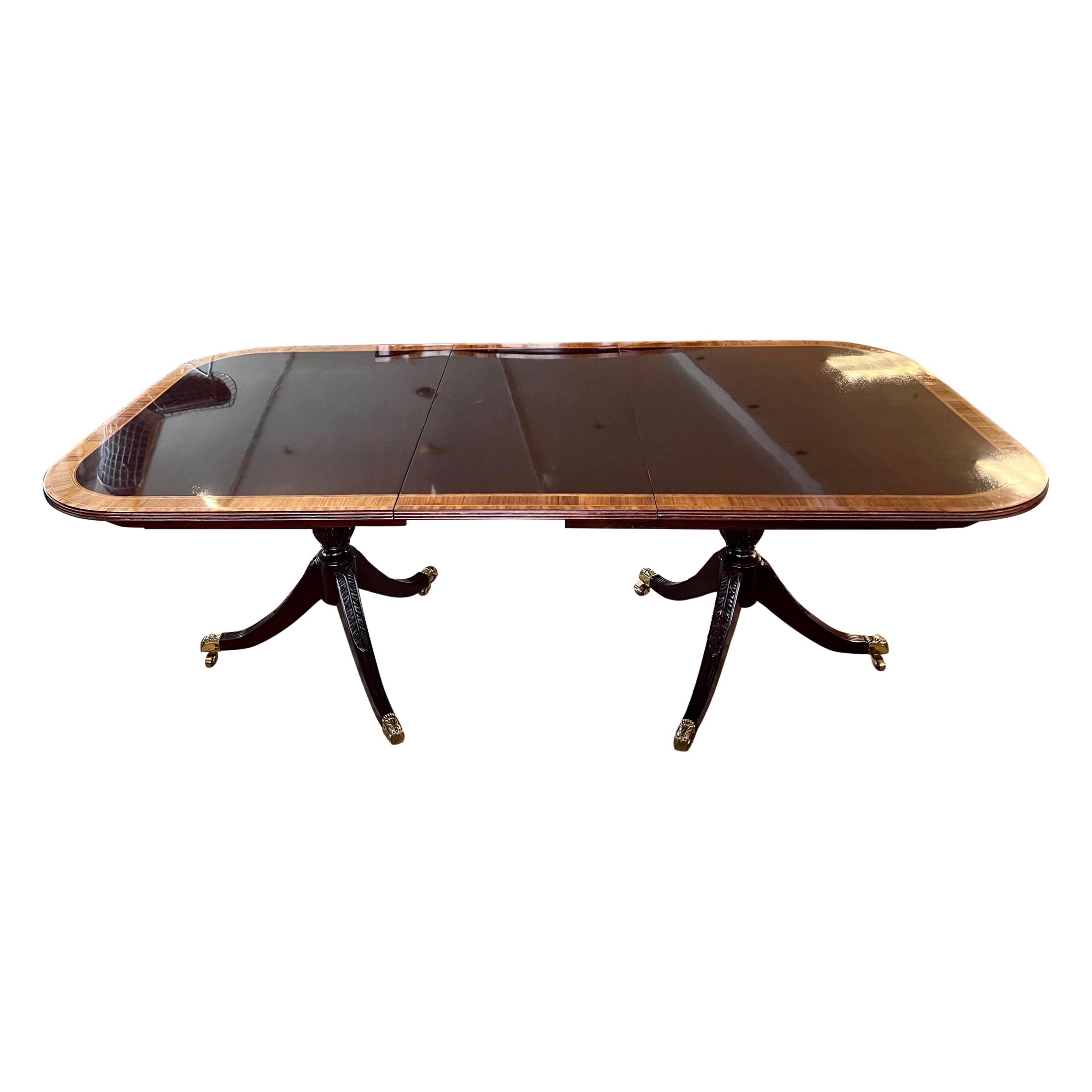 Councill Craftsman Flame Mahogany Banded Inlay Expandable Dining Table