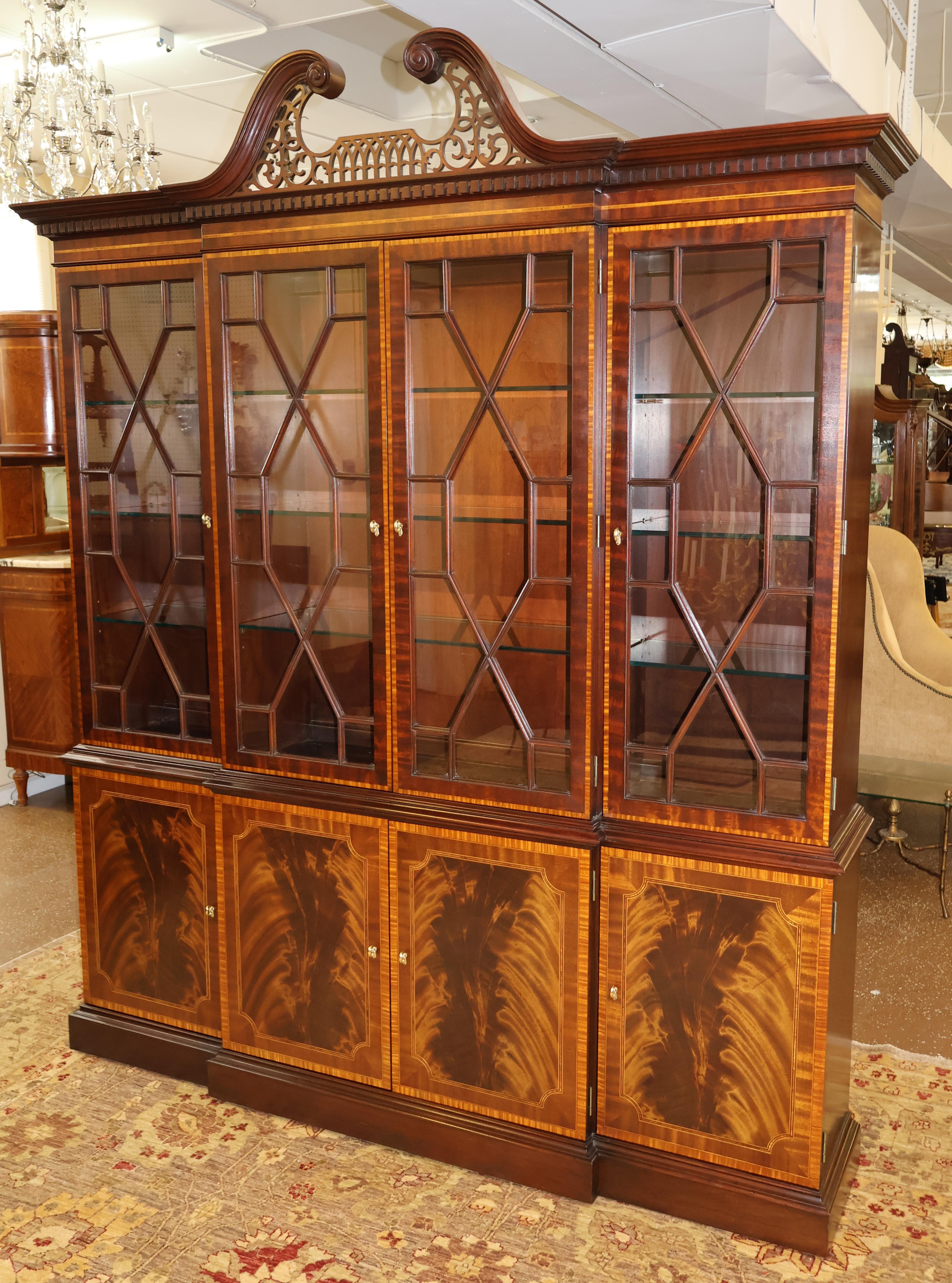 Councill Craftsman Flame Mahogany Bookcase China Breakfront 4