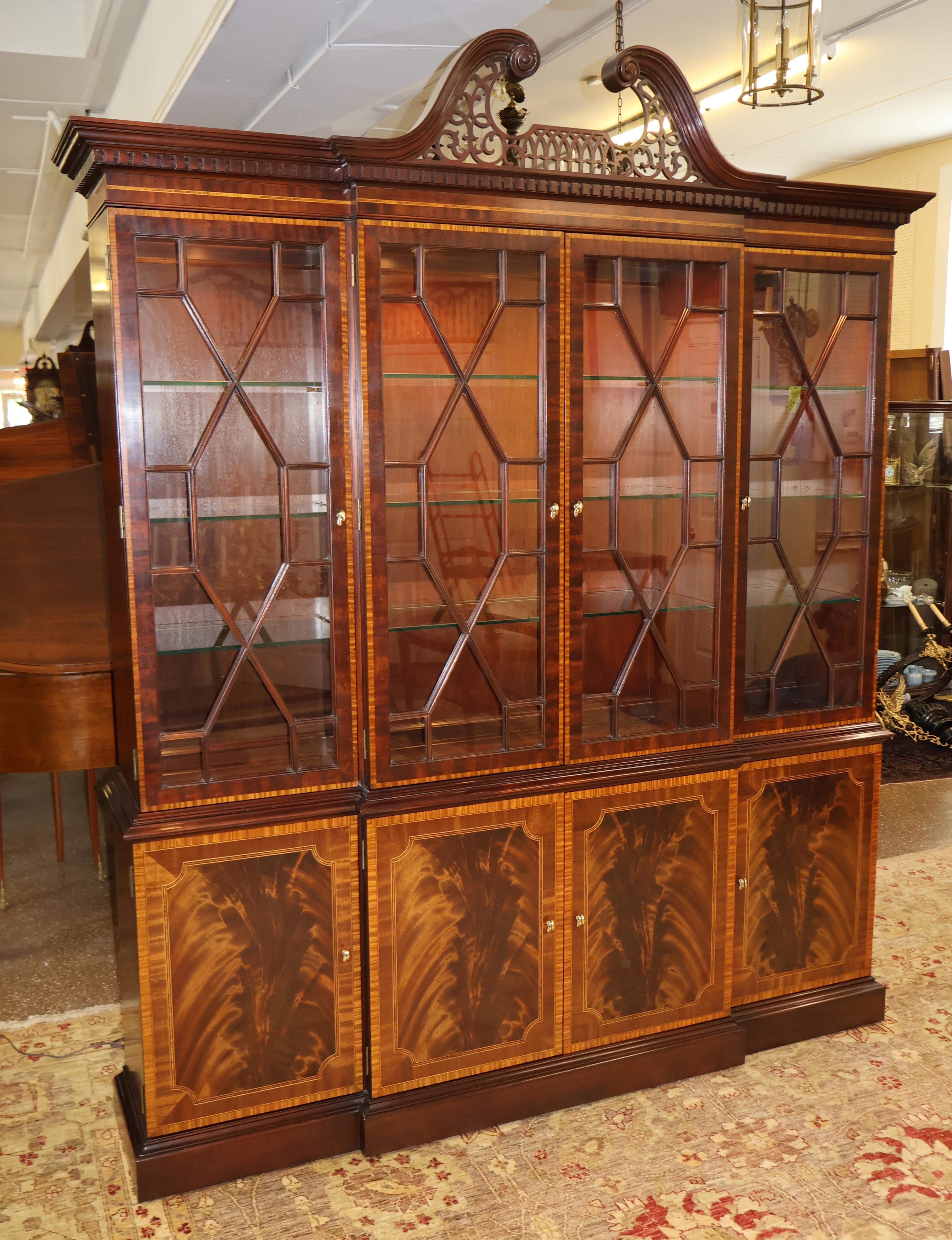 Regency Councill Craftsman Flame Mahogany Bookcase China Breakfront