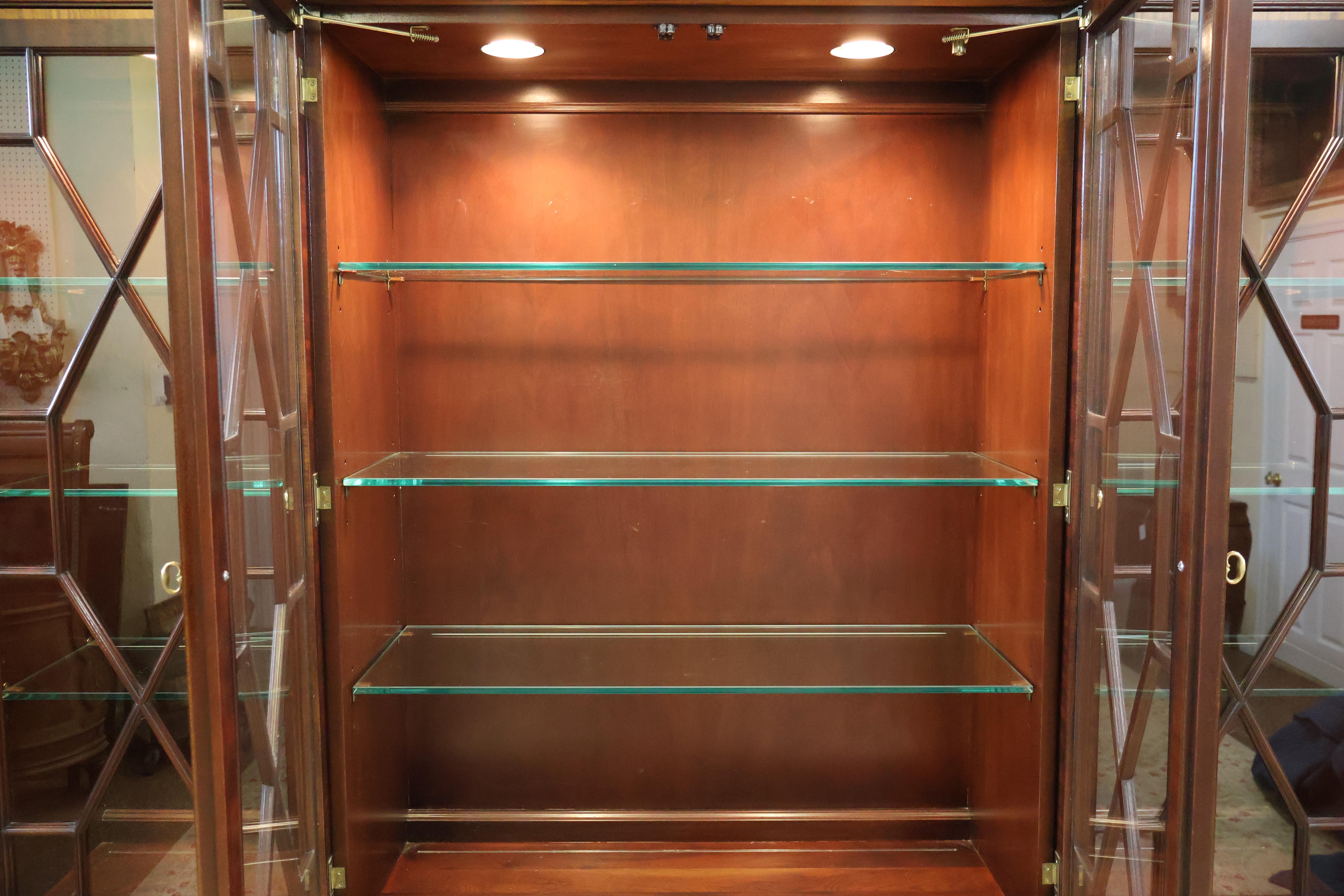 Councill Craftsman Flame Mahogany Bookcase China Breakfront In Good Condition In Long Branch, NJ