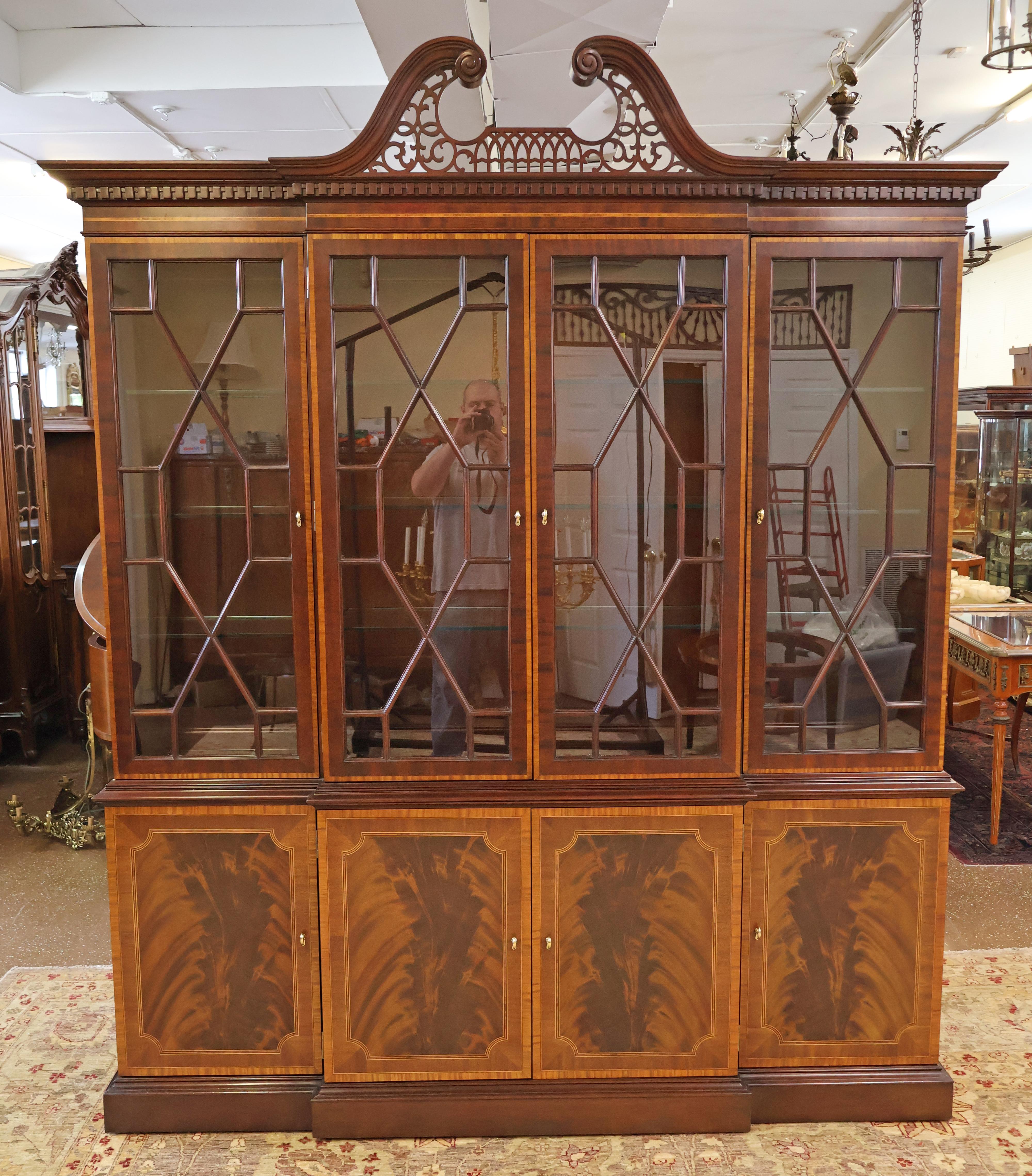 Councill Craftsman Flame Mahogany Bookcase China Breakfront 2
