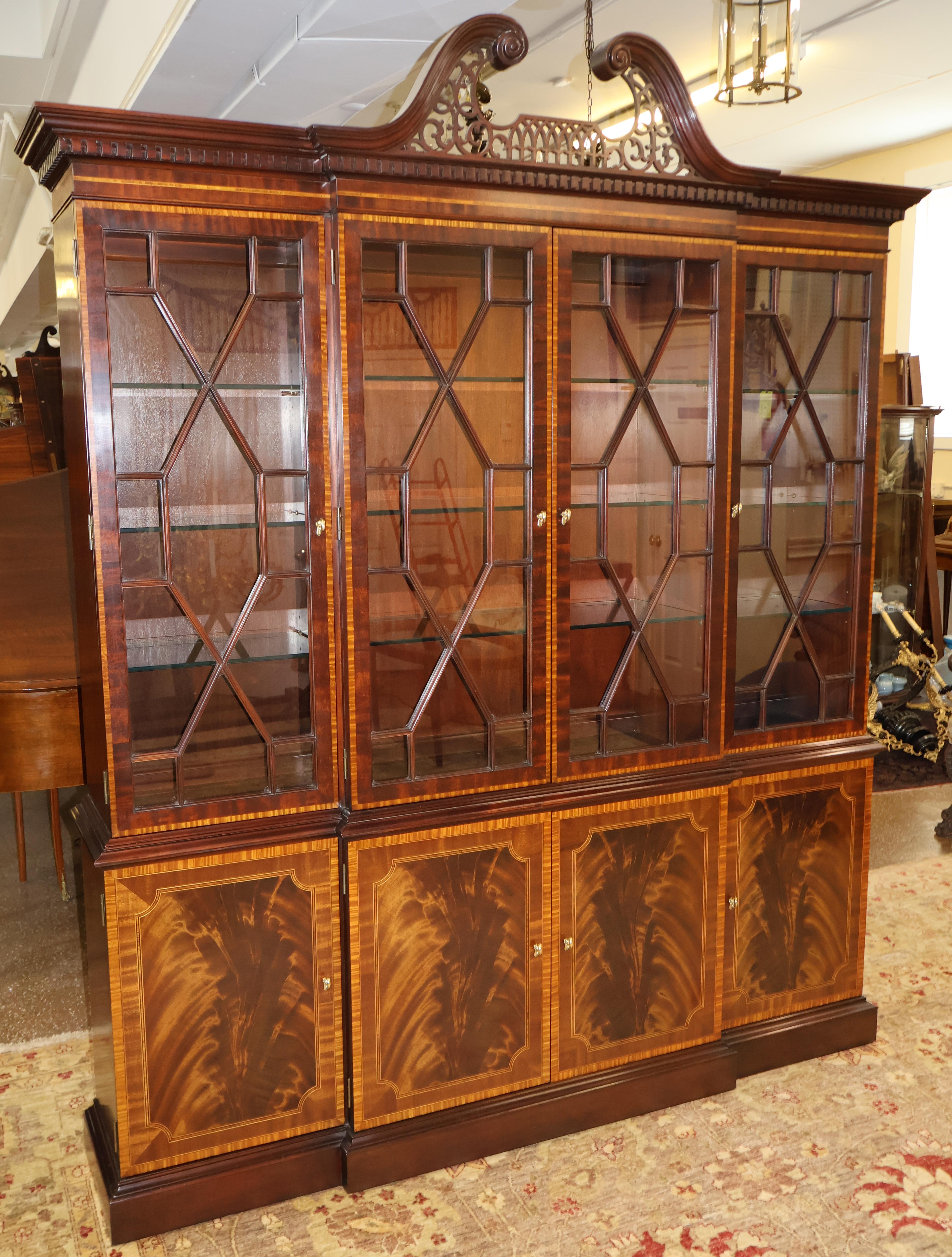 Councill Craftsman Flame Mahogany Bookcase China Breakfront 3