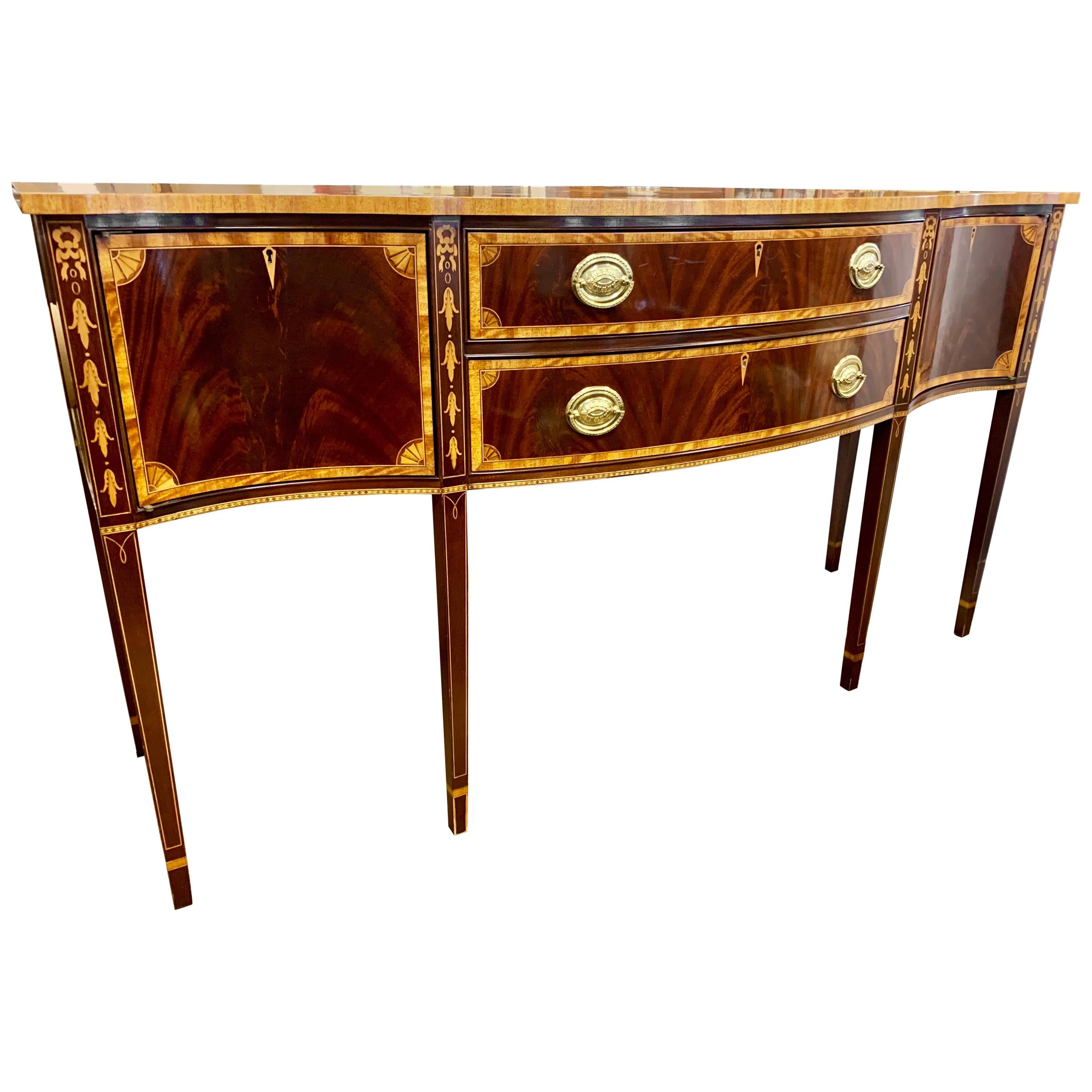 Councill Craftsman Furniture Mahogany Inlay and Brass Sideboard Buffet Server