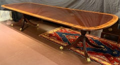 Georgian Style Double Pedestal Banded Mahogany Dining Table by Councill