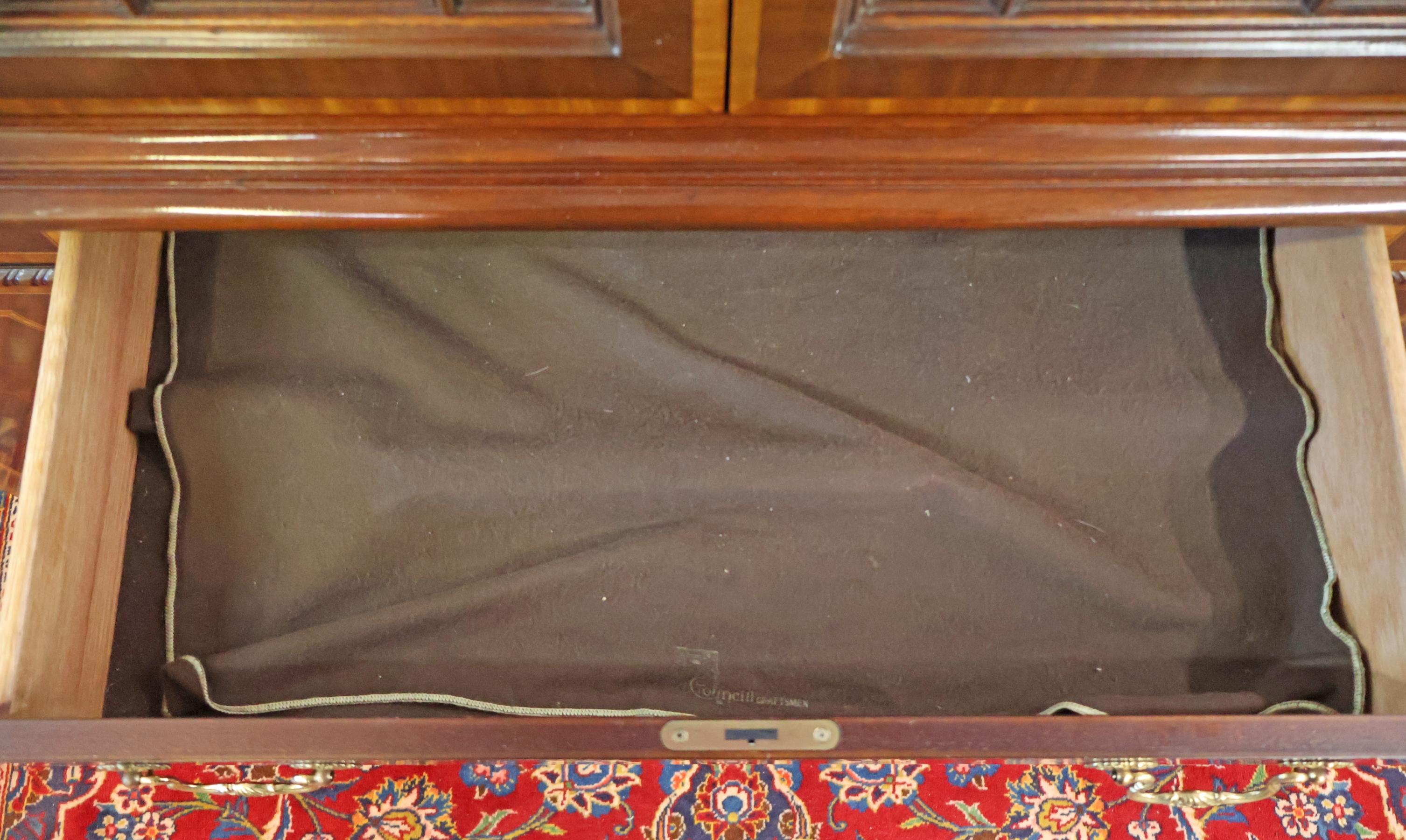 Councill Craftsman Inlaid Regency Style China Cabinet Bookcase Breakfront in vendita 6