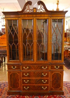 Councill Craftsman intarsiato in stile Regency Armadio portavivande Libreria Breakfront