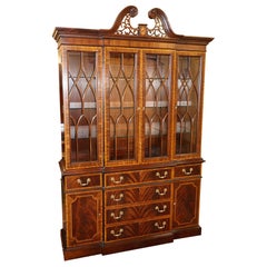 Councill Craftsman Inlaid Regency Style China Cabinet Bookcase Breakfront