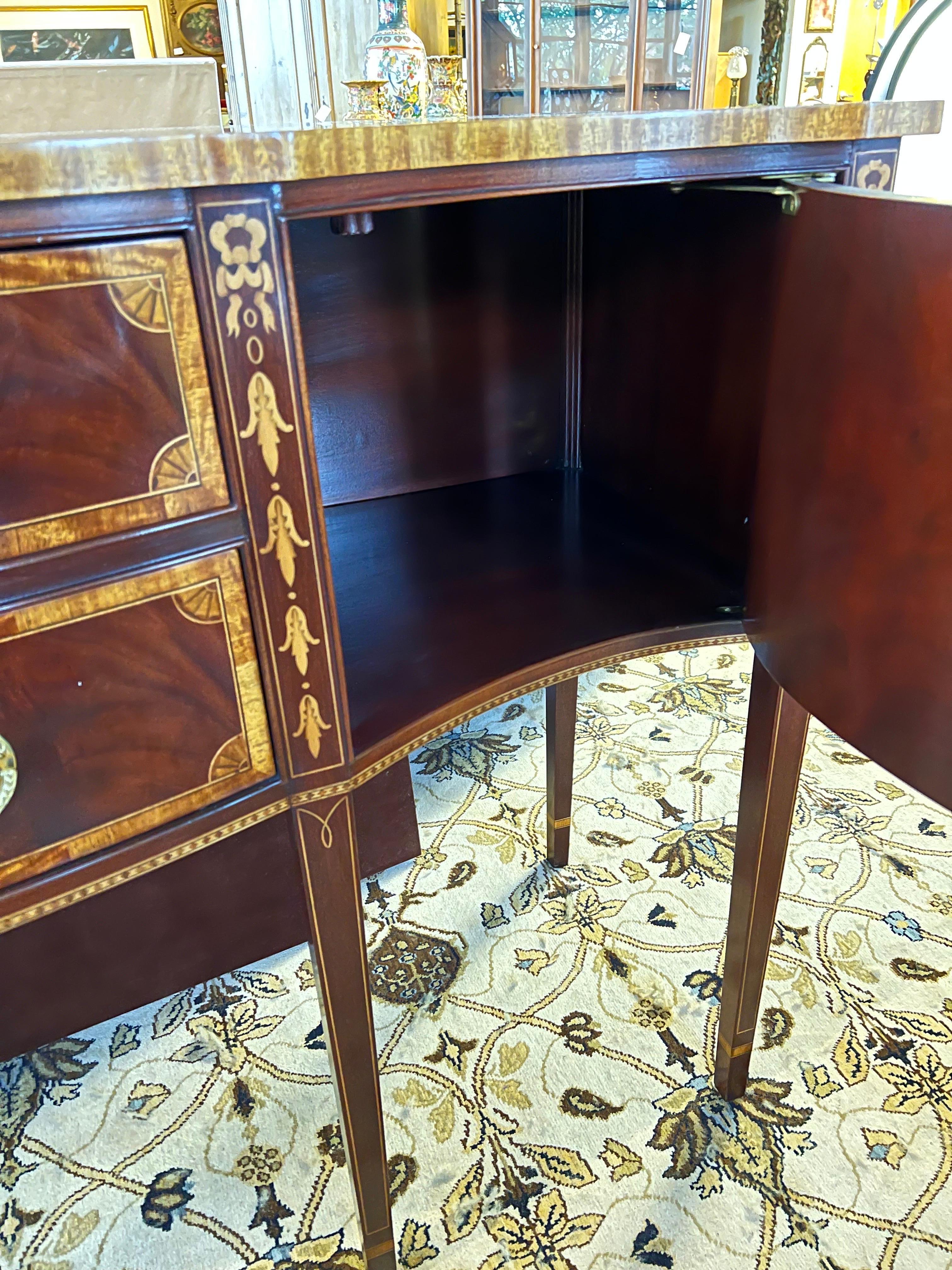 Councill Craftsman Mahogany Bow Front Inlay Buffet Sideboard Cabinet 2