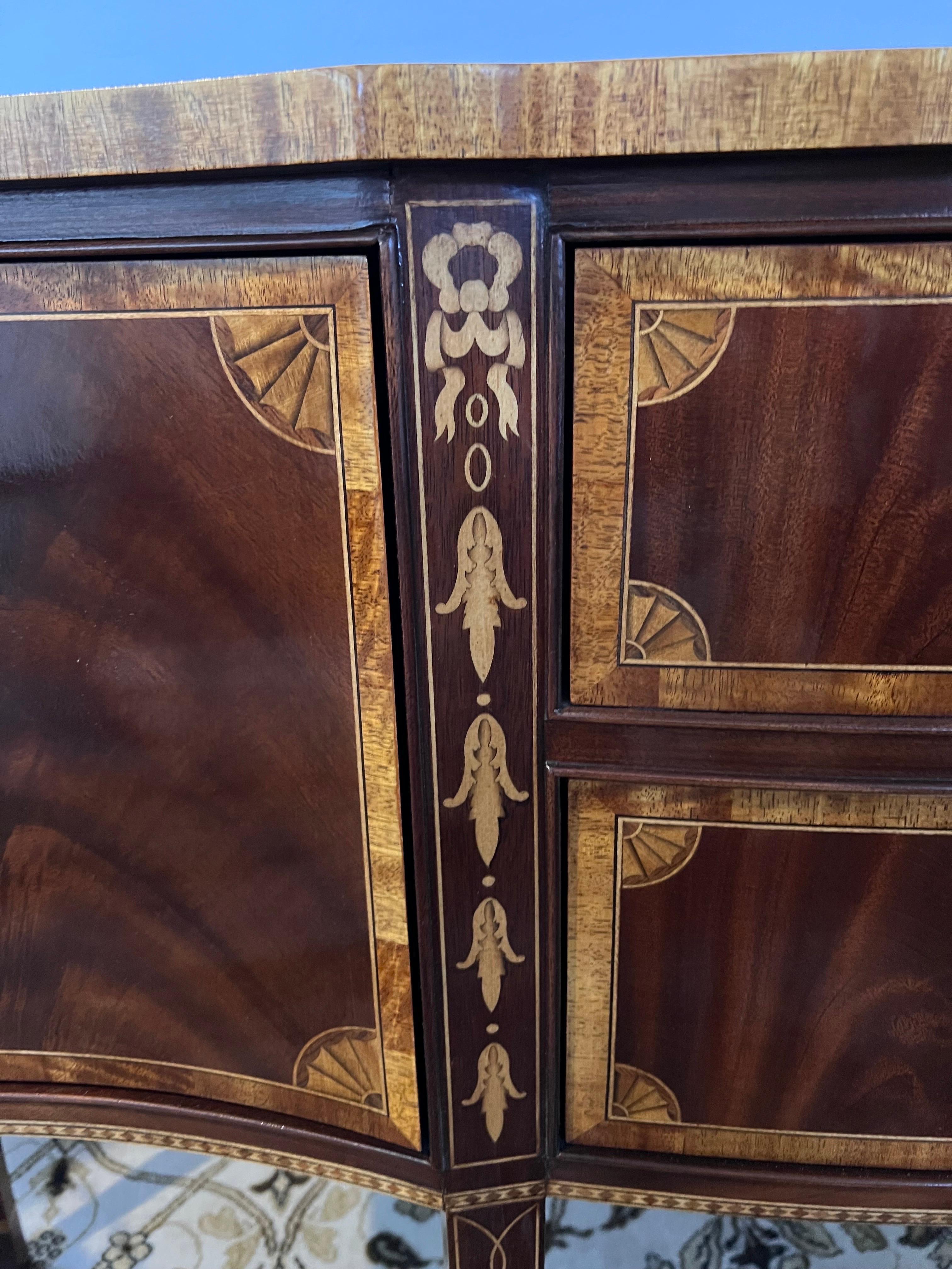 Councill Craftsman Mahogany Bow Front Inlay Buffet Sideboard Cabinet 3