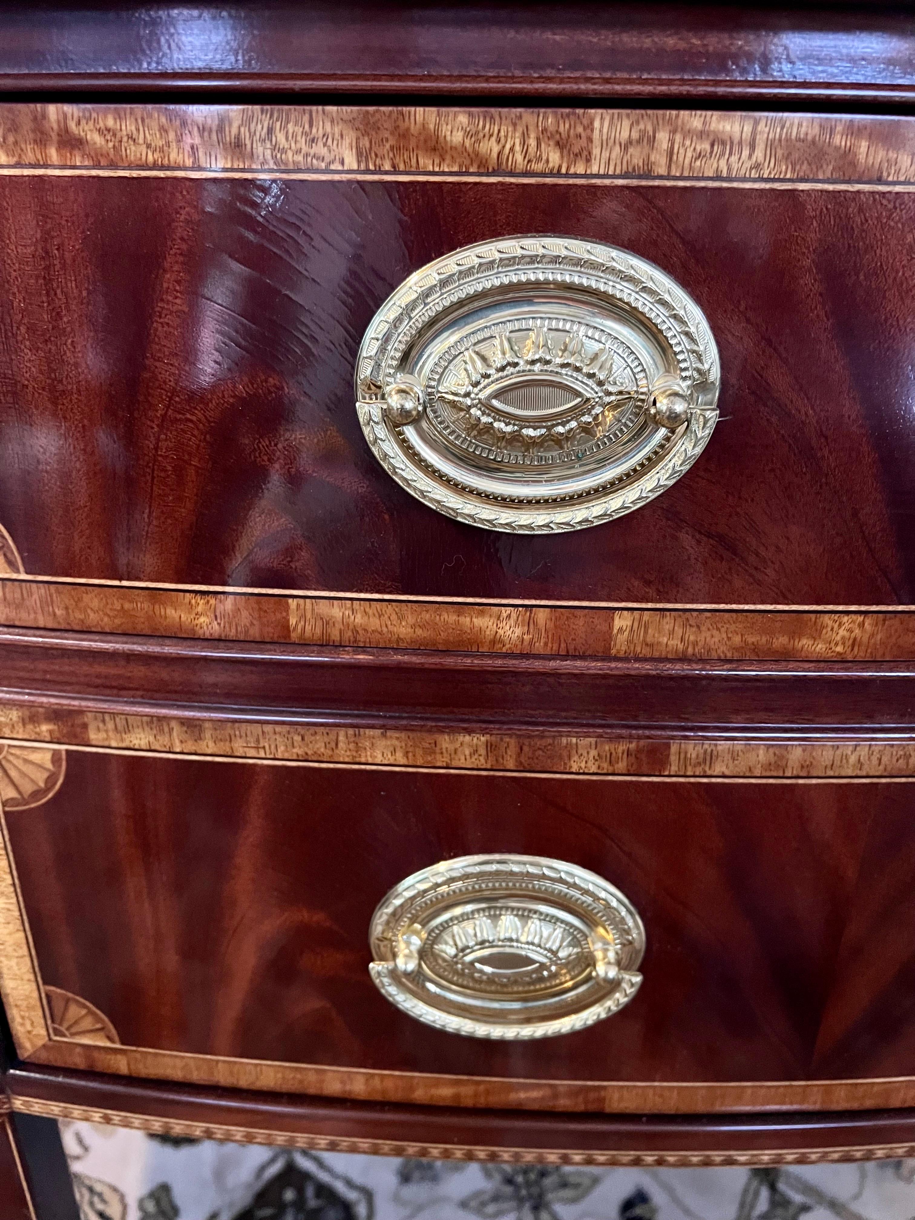 Councill Craftsman Mahogany Bow Front Inlay Buffet Sideboard Cabinet 4