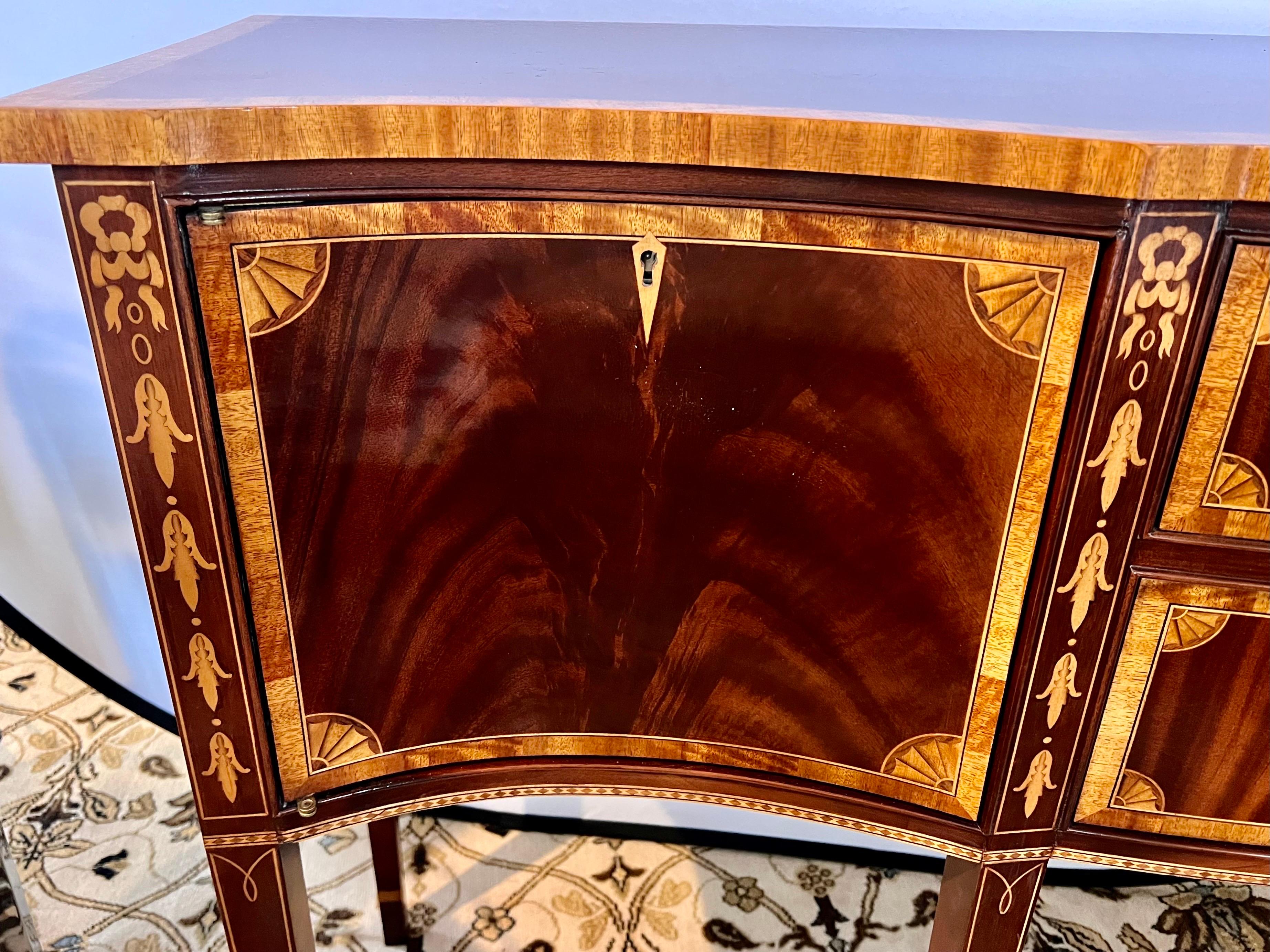 Councill Craftsman Mahogany Bow Front Inlay Buffet Sideboard Cabinet 6
