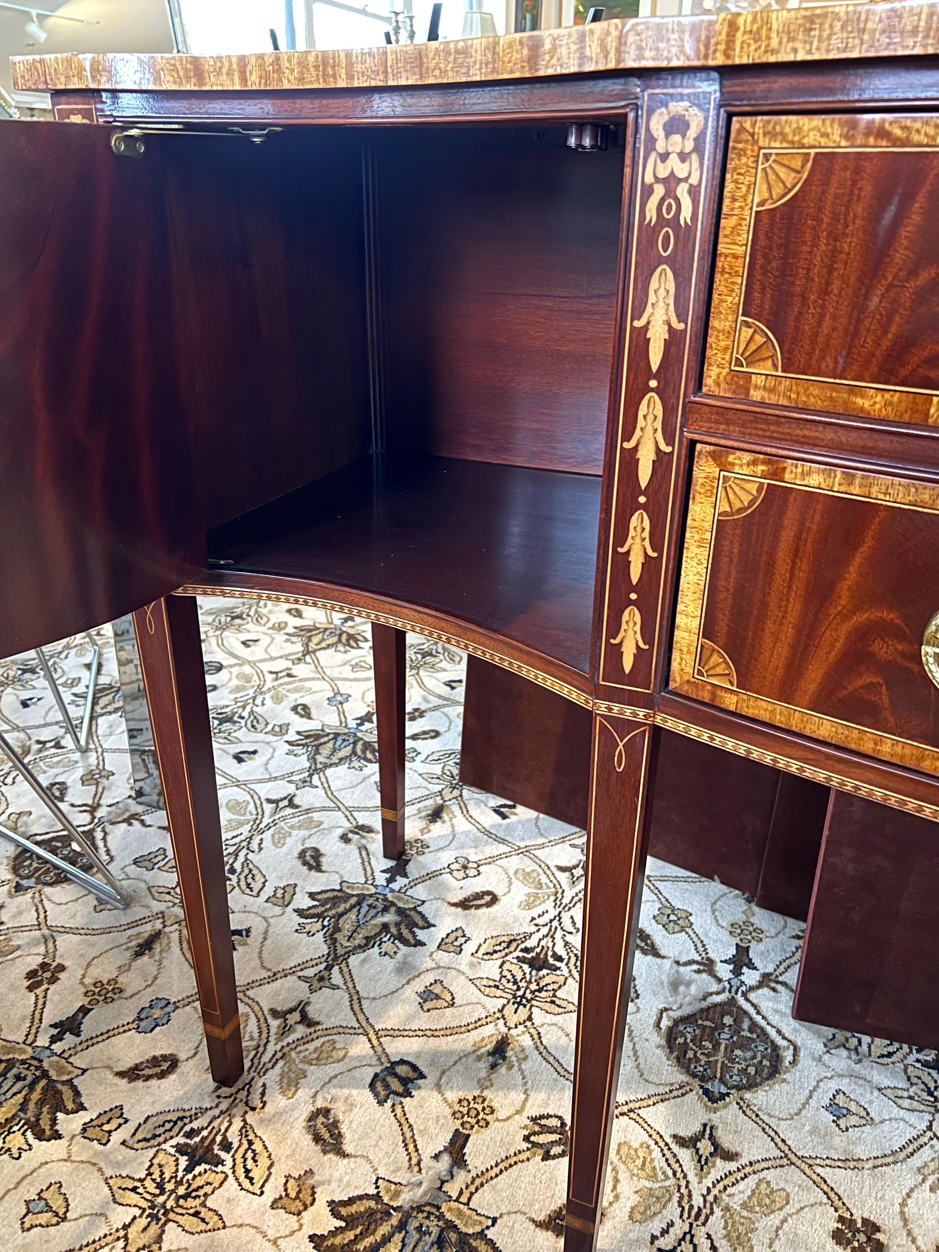 Councill Craftsman Mahogany Bow Front Inlay Buffet Sideboard Cabinet 1
