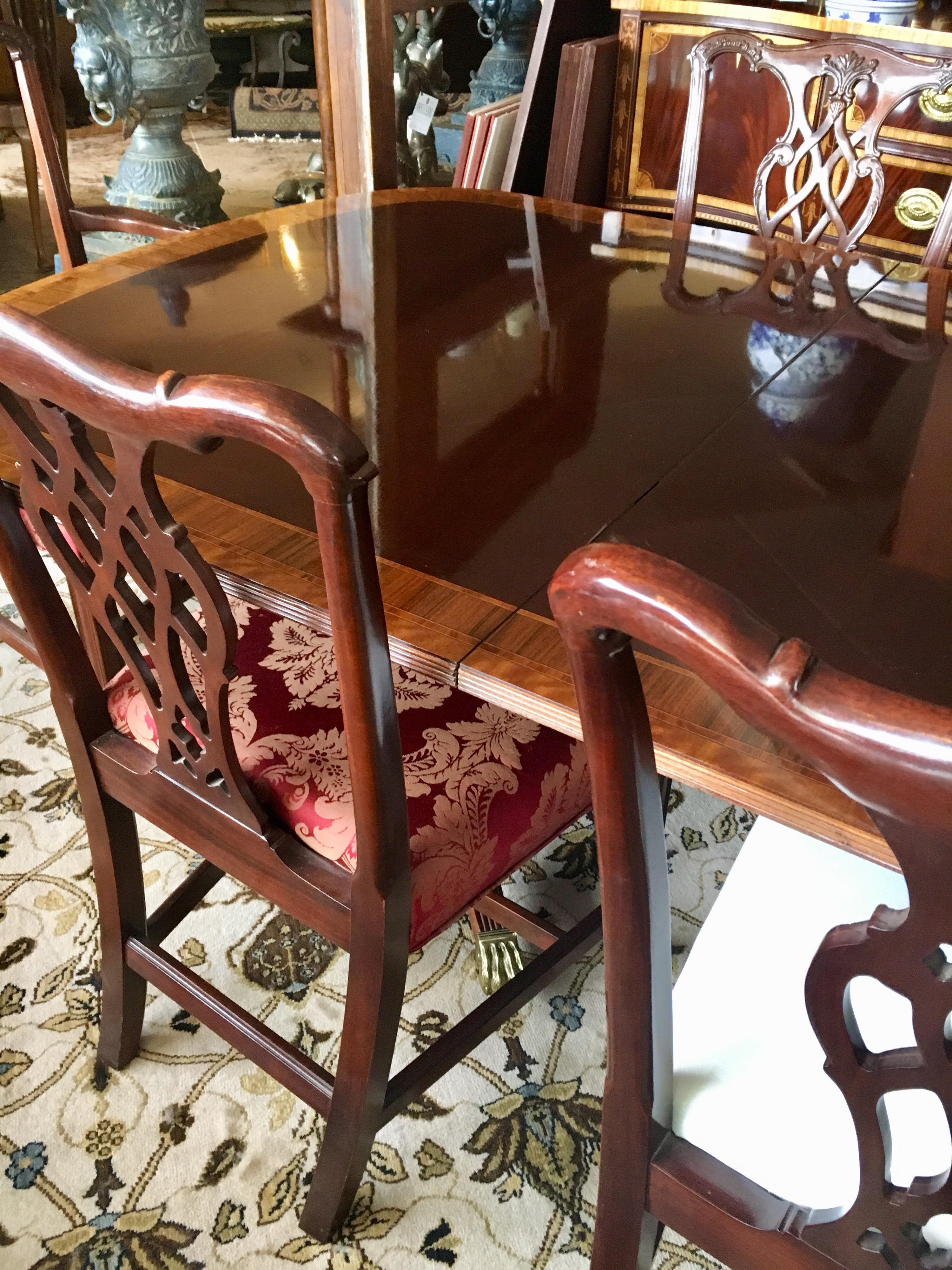 Councill Craftsman Mahogany Inlay Dining Room Set Table and Twelve Chairs 2