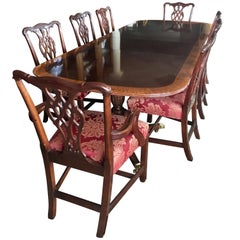 Council Craftsman Mahogany Inlay Dining Room Set Table and Twelve Chairs