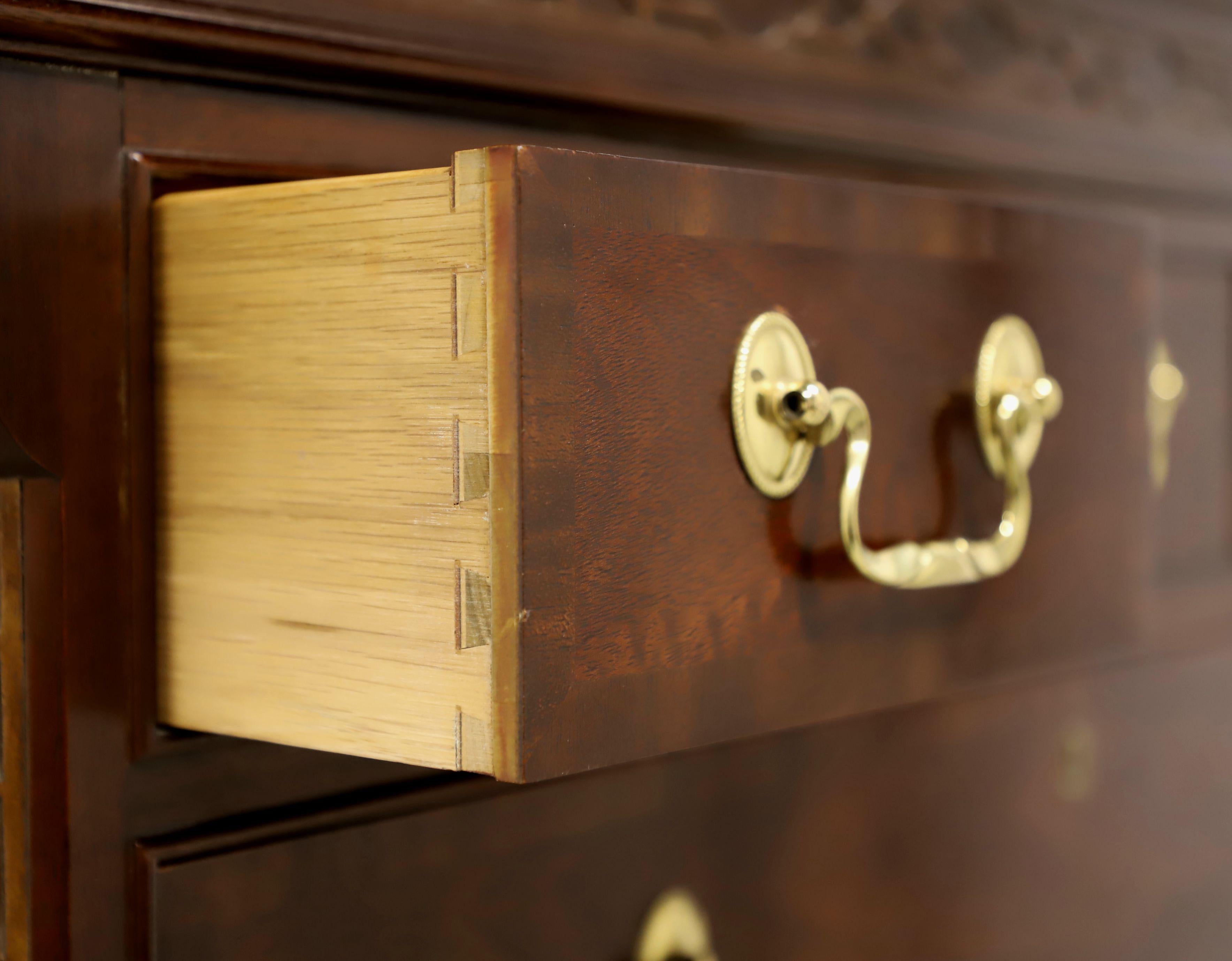COUNCILL CRAFTSMEN Banded Mahogany Chippendale Style Chest on Chest For Sale 5