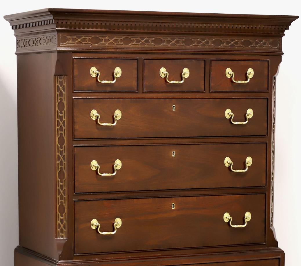 COUNCILL CRAFTSMEN Banded Mahogany Chippendale Style Chest on Chest For Sale 2
