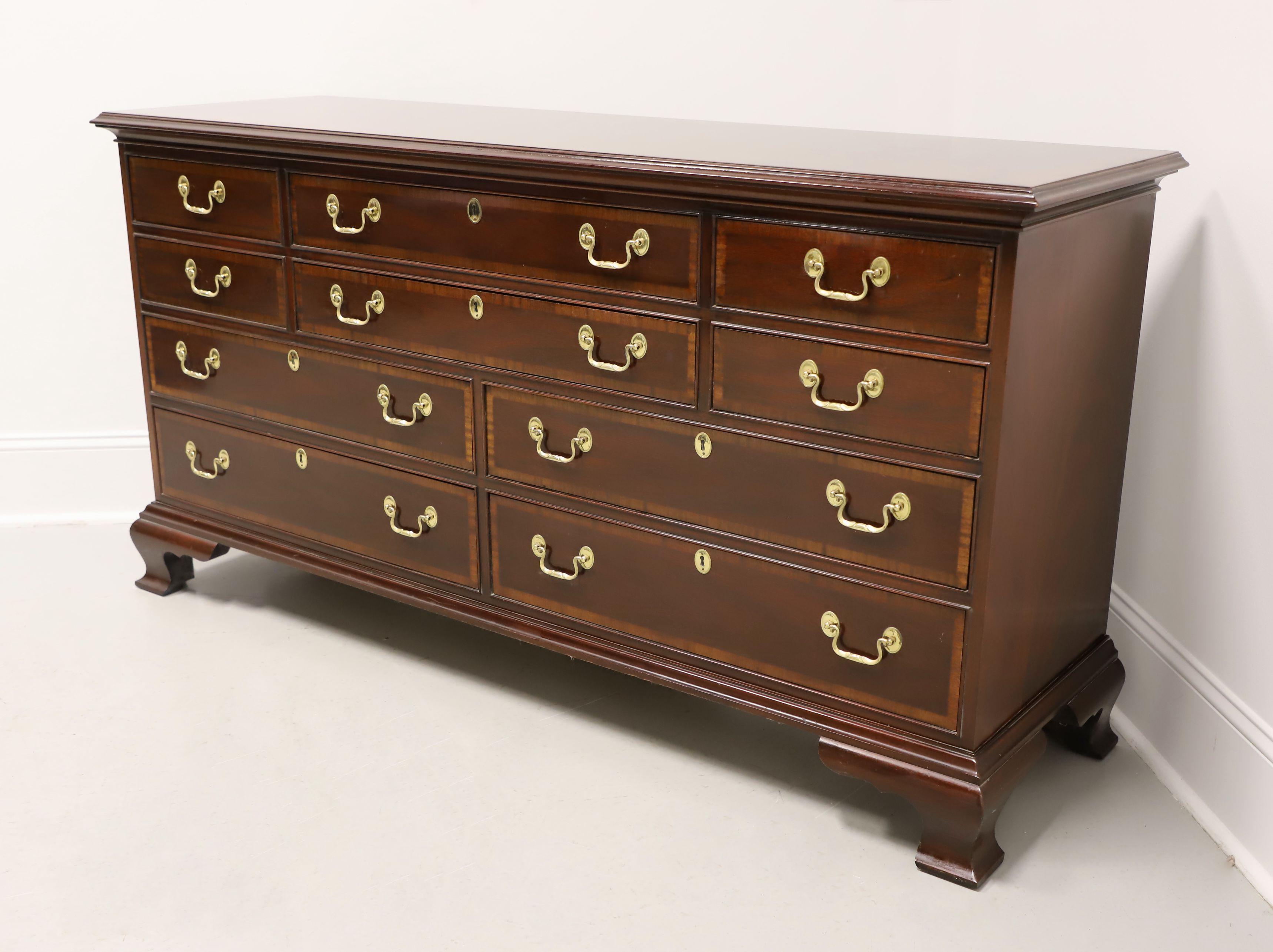 American COUNCILL CRAFTSMEN Banded Mahogany Chippendale Style Triple Dresser For Sale
