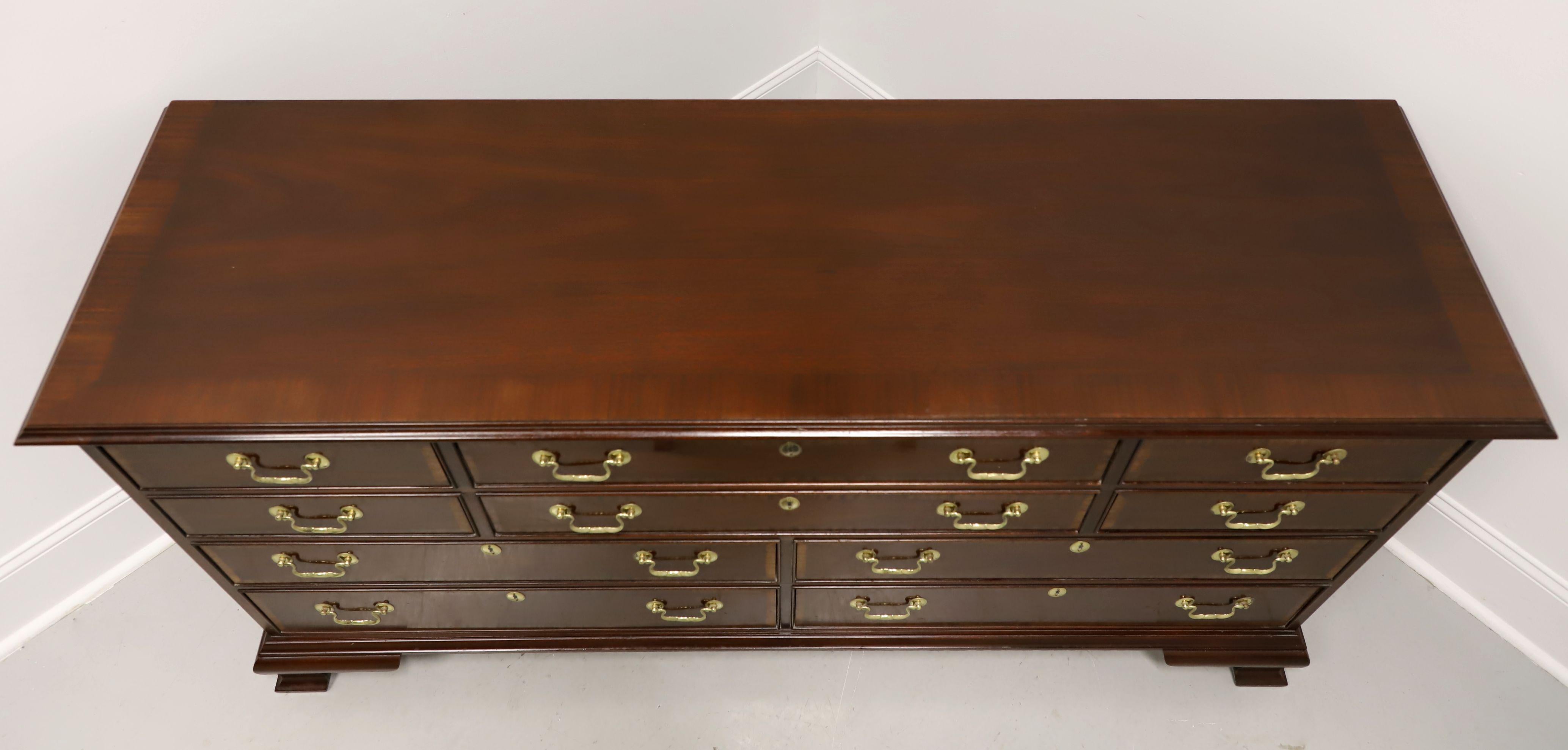COUNCILL CRAFTSMEN Banded Mahogany Chippendale Style Triple Dresser For Sale 1